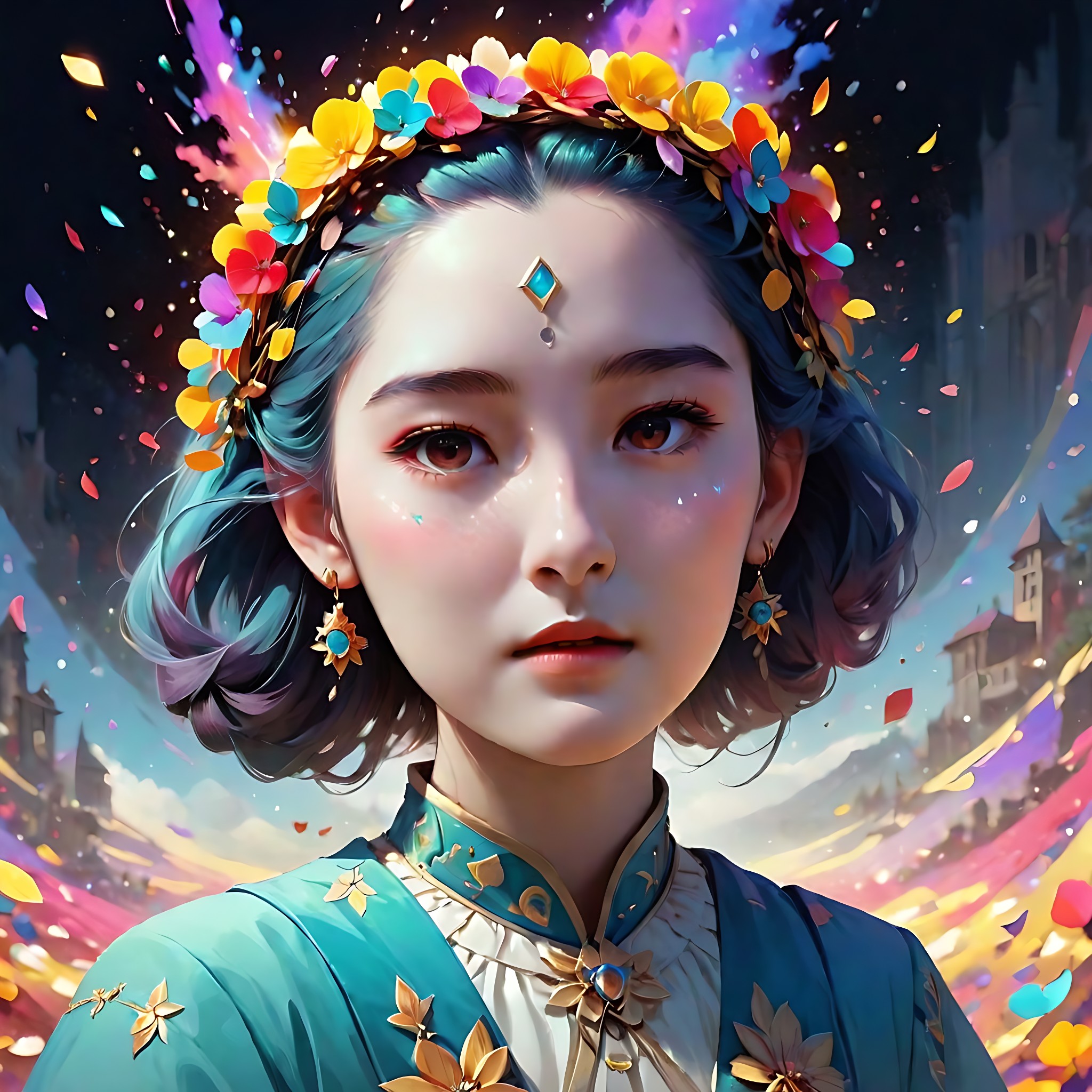 Cartoon Stickers, Cute Stickers, abstract color blocks, Beautiful light sense, Sci-fi CG, Three primary colors CG, vivid colors, Gorgeous CG, Glowing Stars