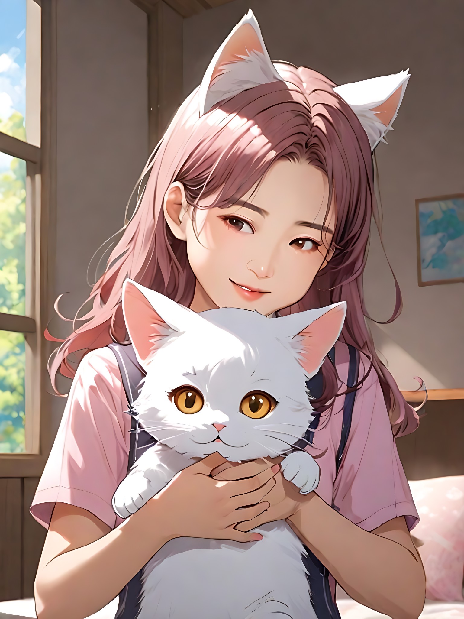 🔥  Anime Girl and Cat image