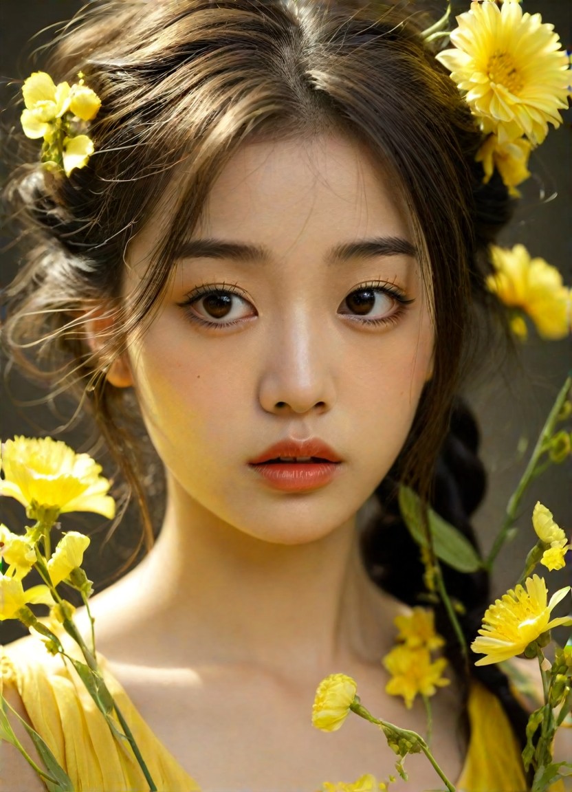 Monet's oil painting style girl image