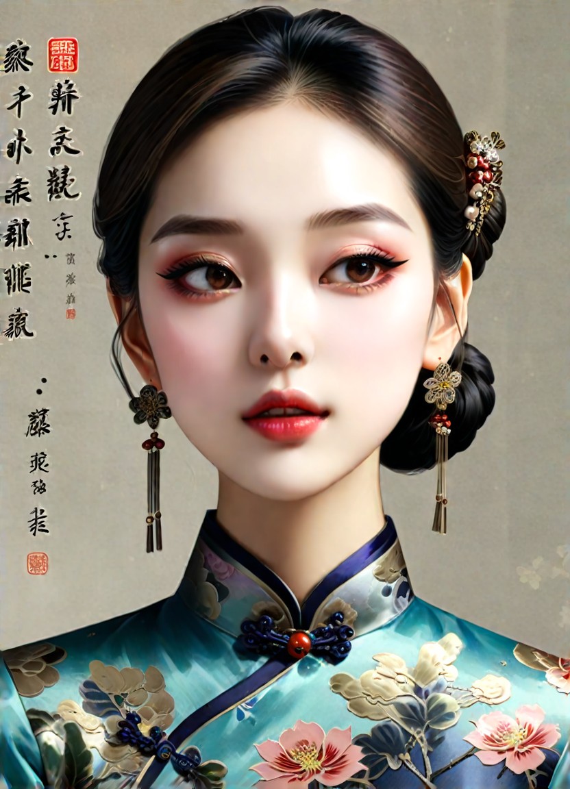 a1.art-generated Turquoise Qipao image