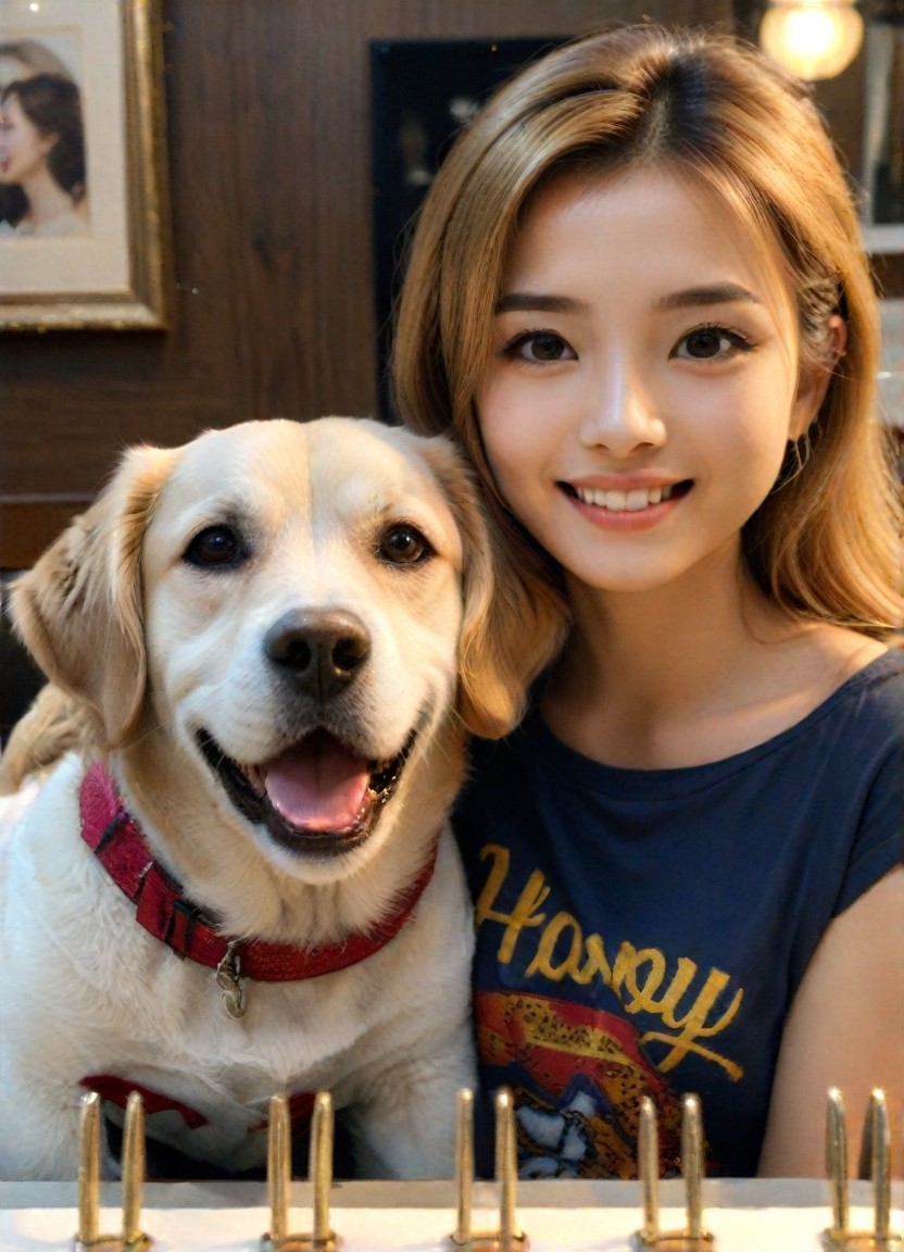 girl and Golden Retriever image