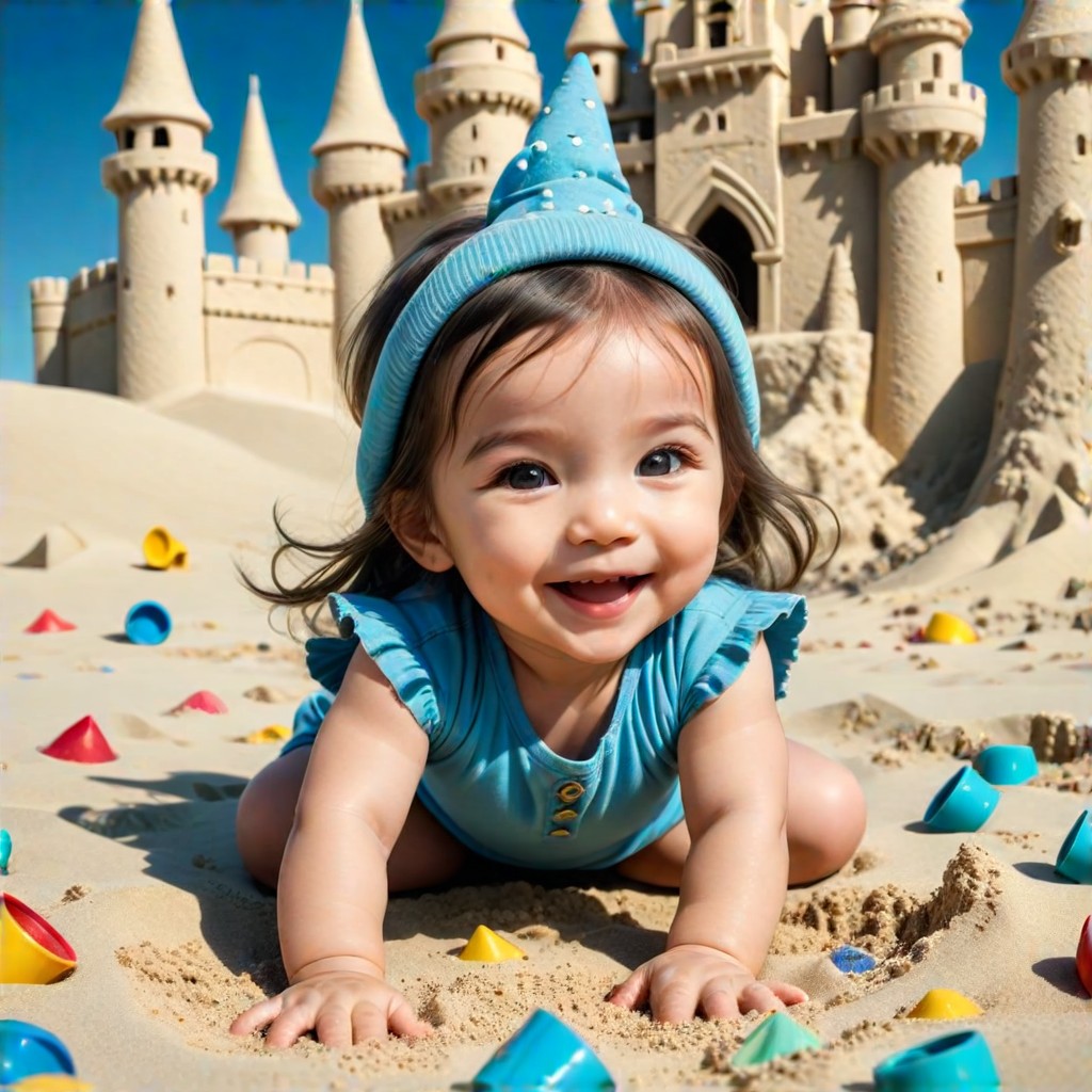 Baby playing with sand image