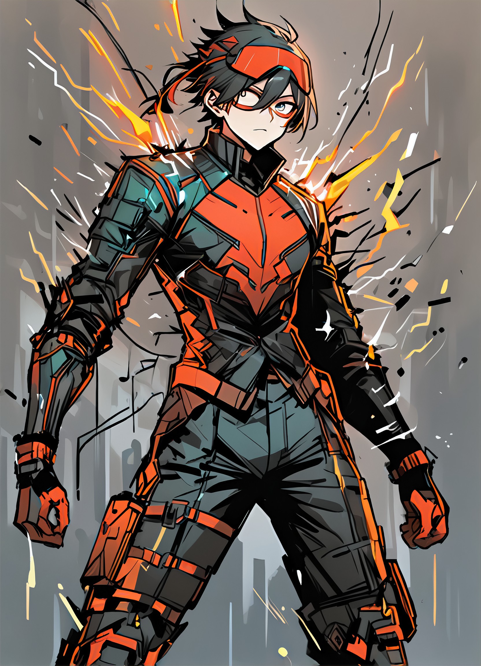 Ink Style, Sanpaku eyes, Dijor Style, Neon Cyberpunk, Knight, Gorgeous Anime