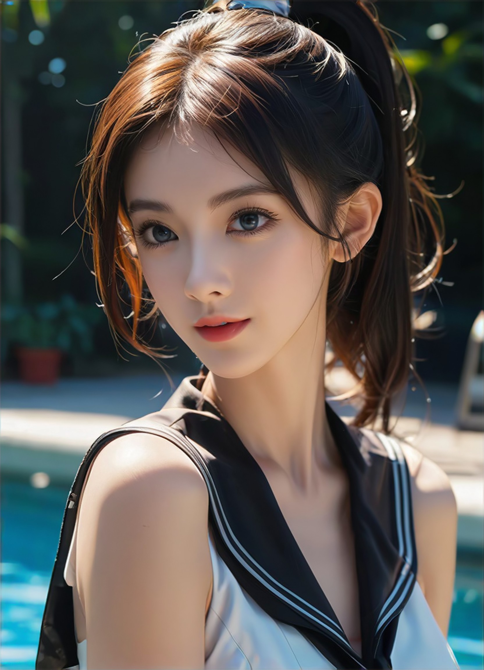 [Static Aesthetic Art] Ponytail Edition - Today, let's have a different sailor suit style image