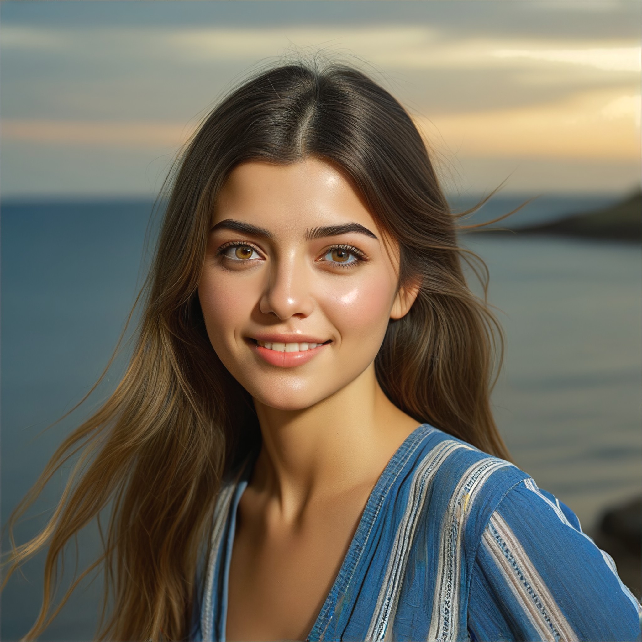 Evening seaside girl image
