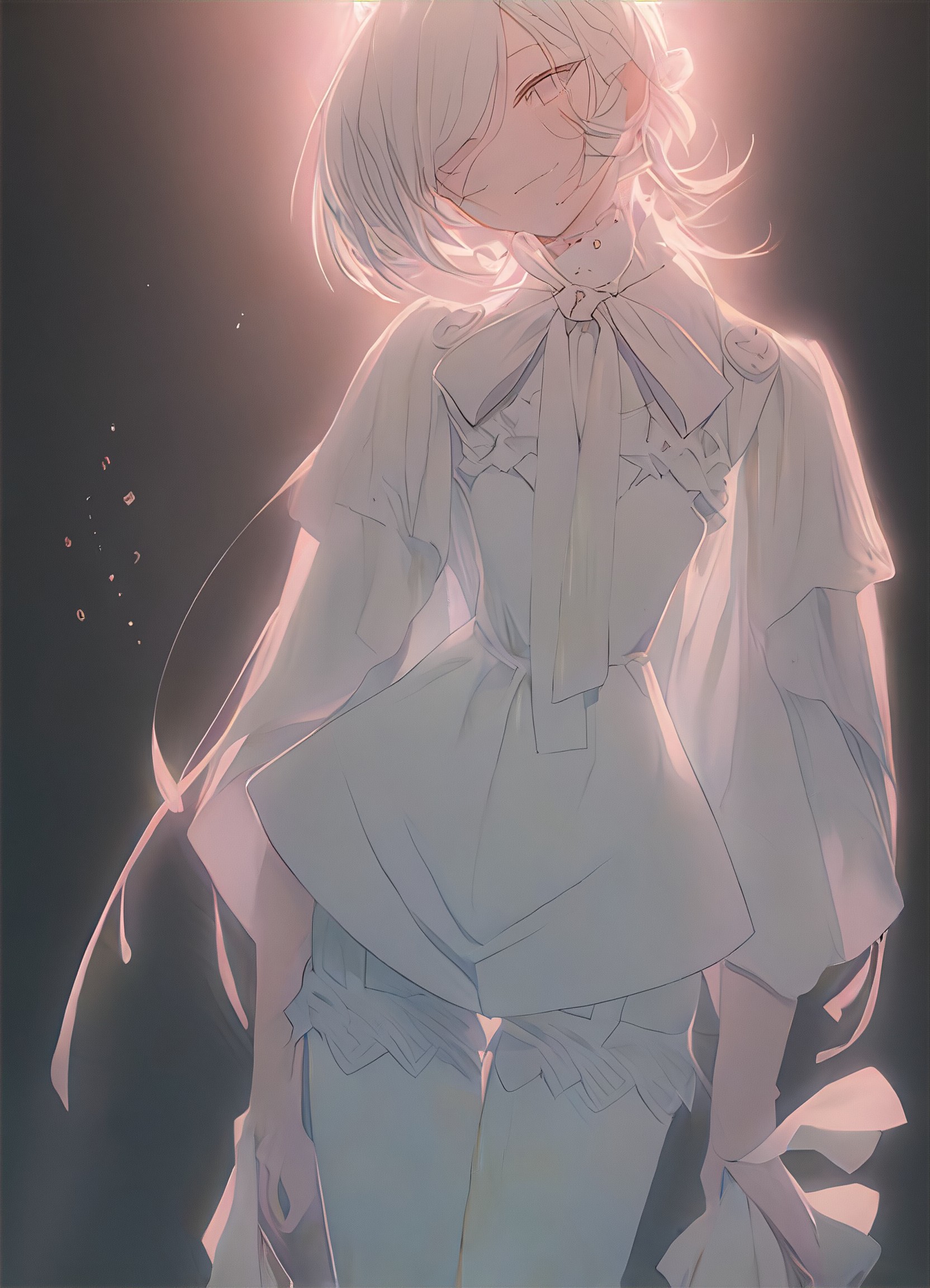 Starry sky background holy and beautiful anime woman image
