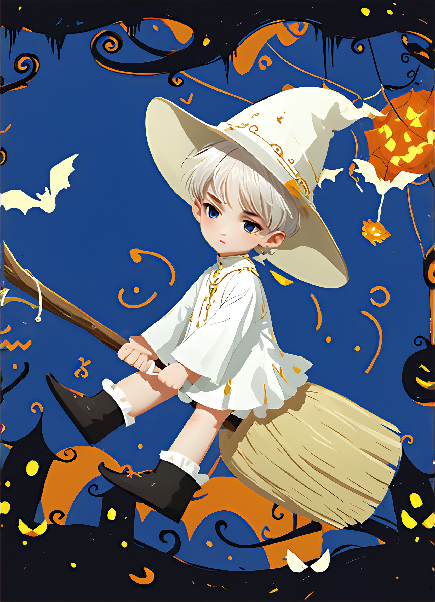 Flat Drawing, Little Tinies, Flat color block illustration, Oni Mask, Real Cartoon, Chibi C, Mist Whisper Art, Interwoven Illustrations