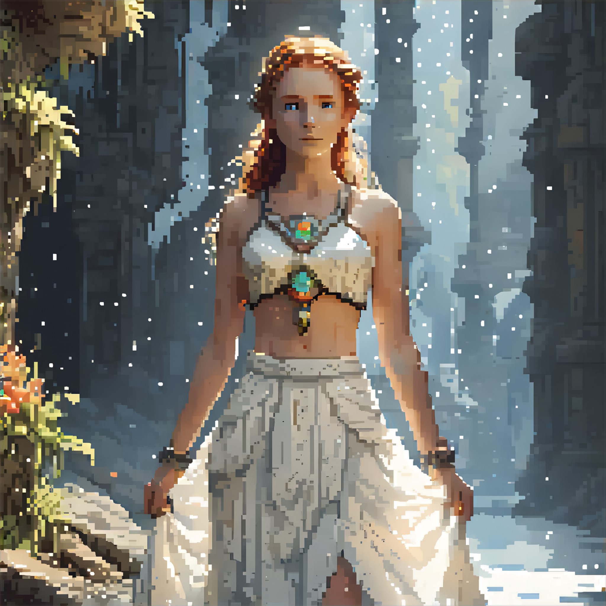 Pixelated Greek Goddess image