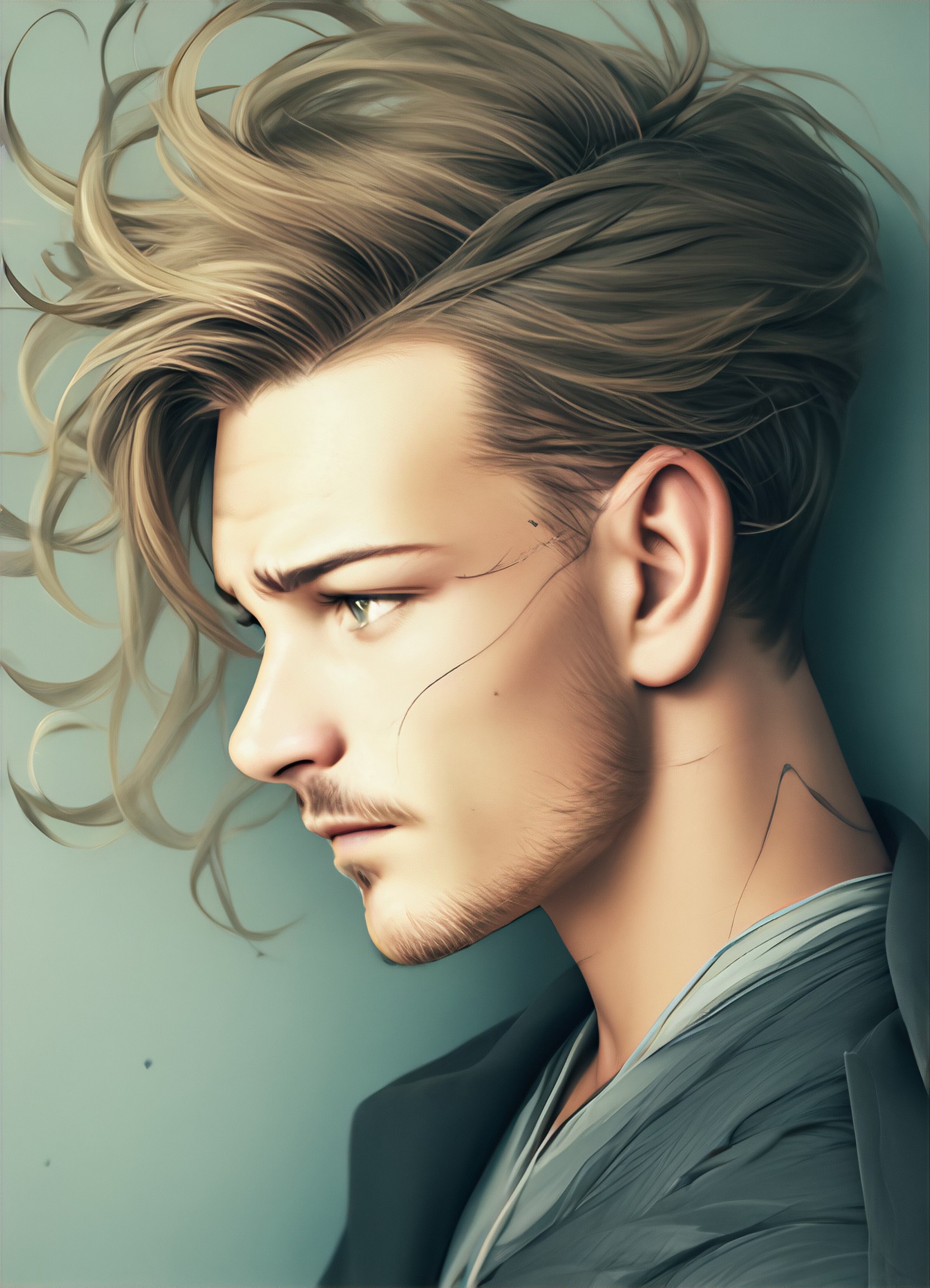 With a deep gaze, looked at image