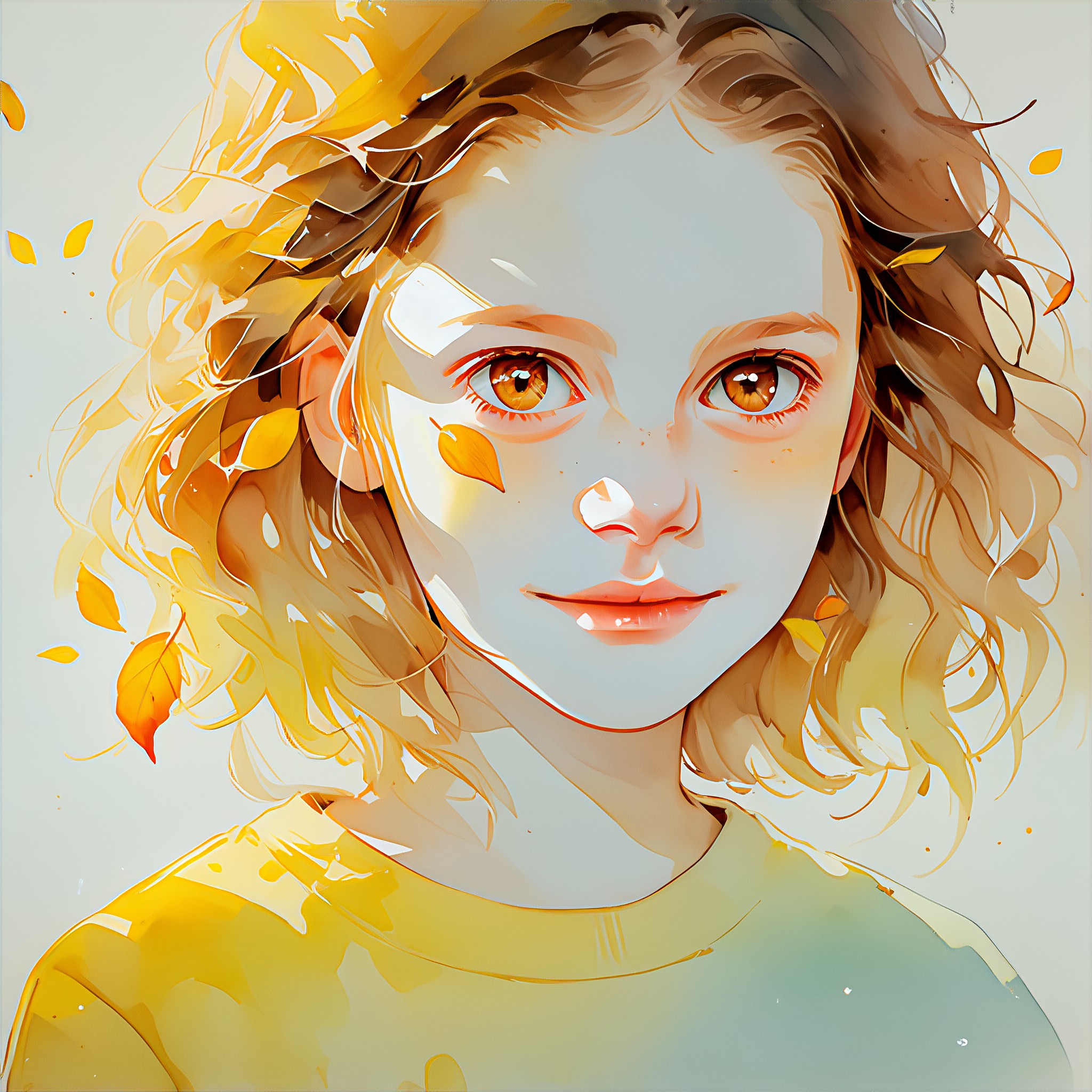 Autumn mood watercolor portrait image