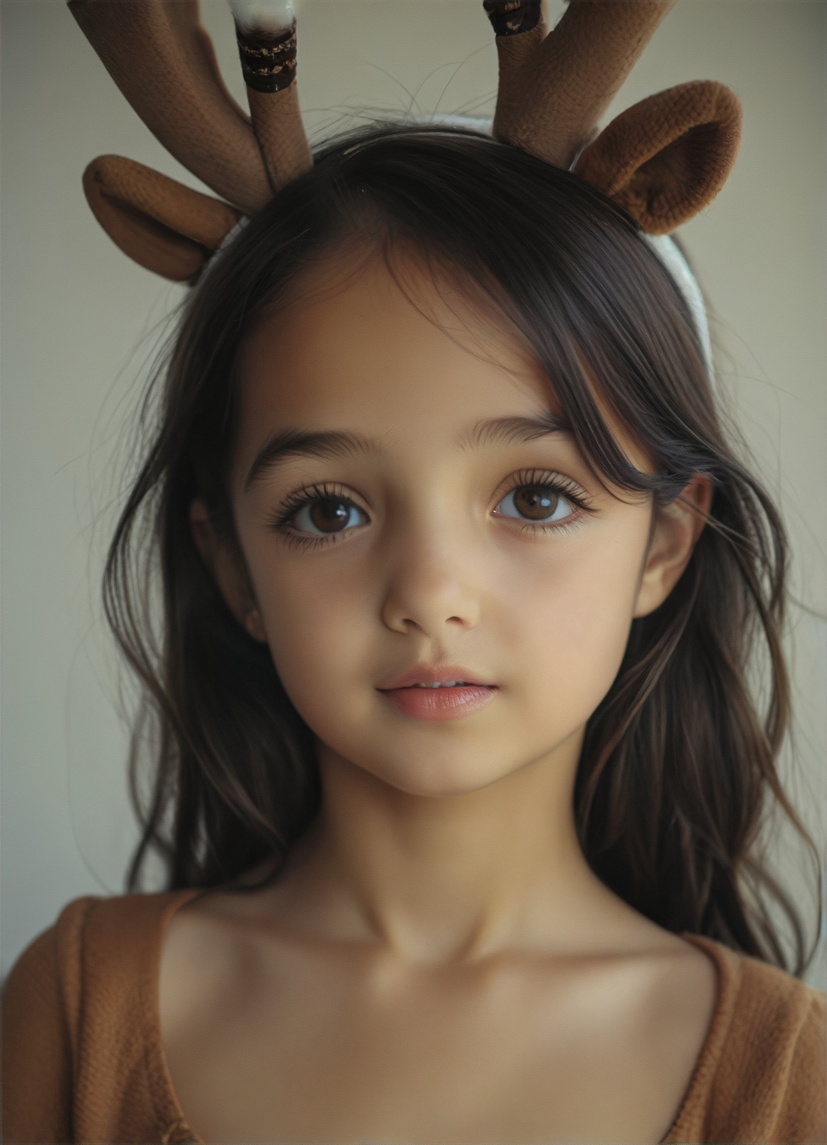 Warm toned reindeer girl image