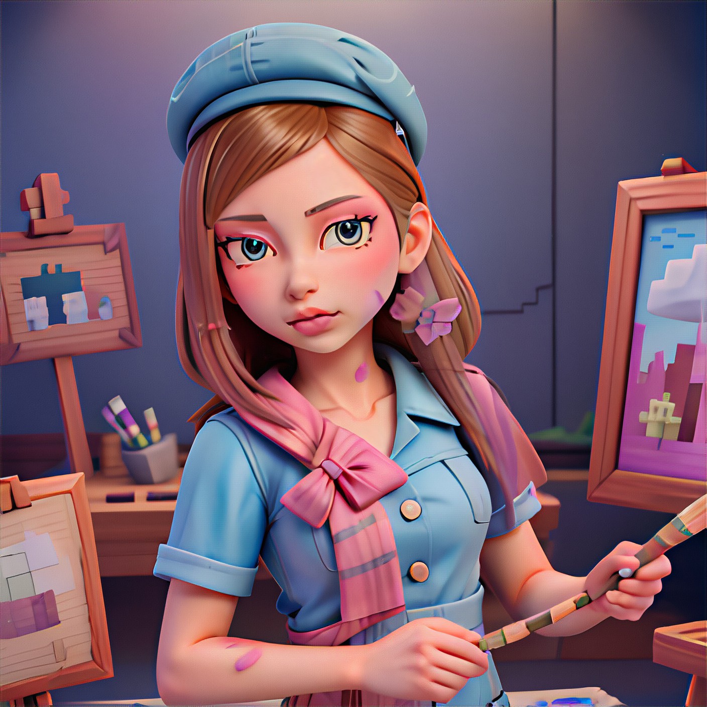 Cartoon image of a girl drawing image