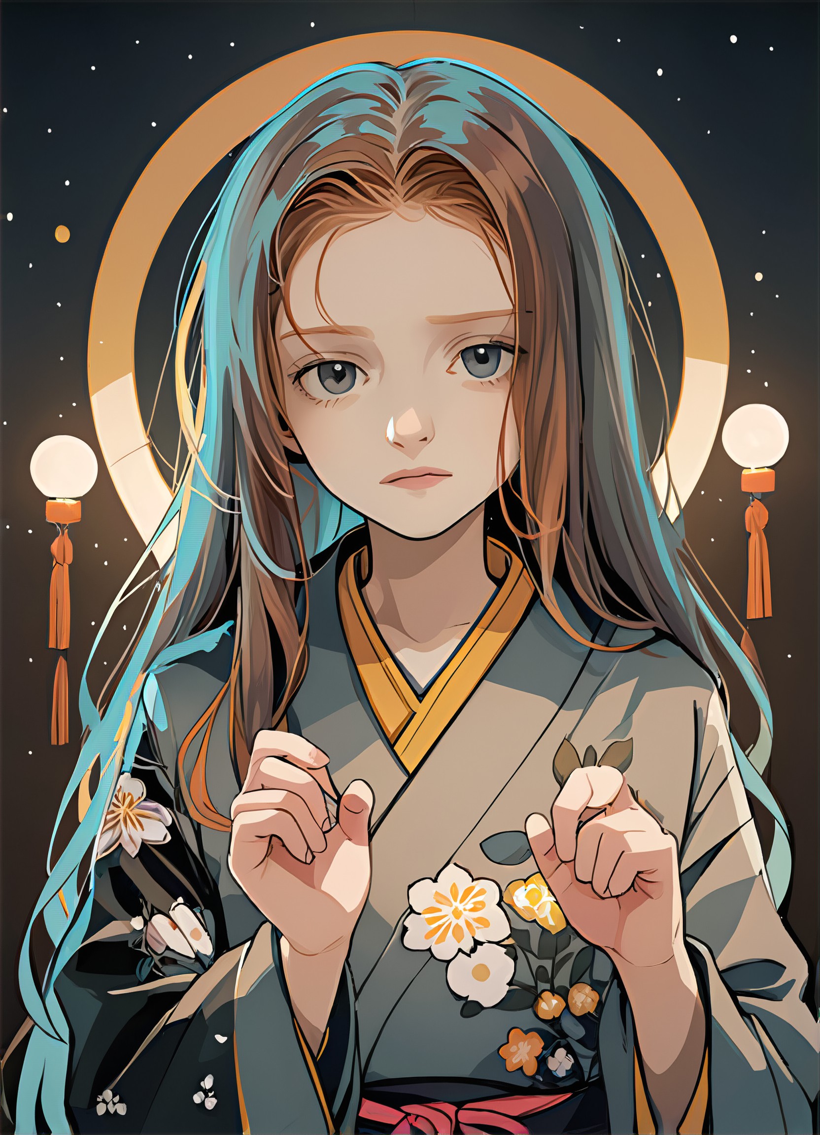 Half thick painted witch style illustration photo image