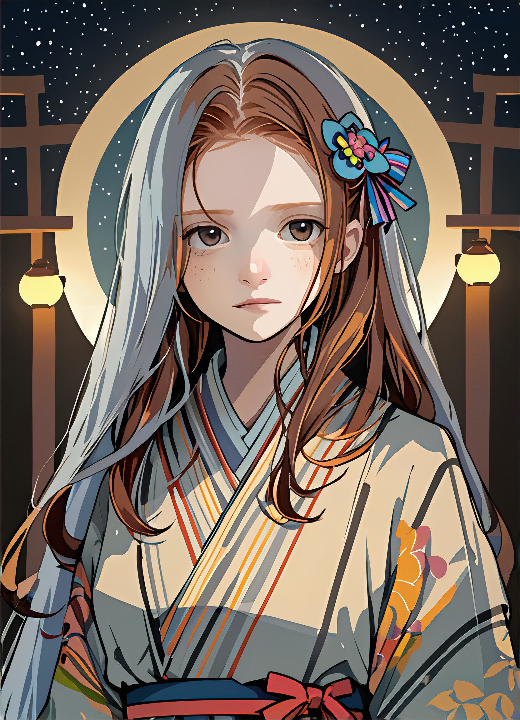 Half thick painted witch style illustration photo image