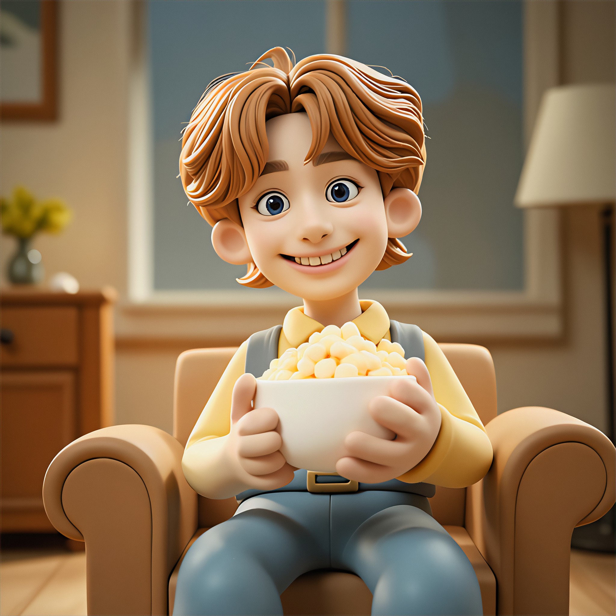 Claymation Figure with Popcorn image