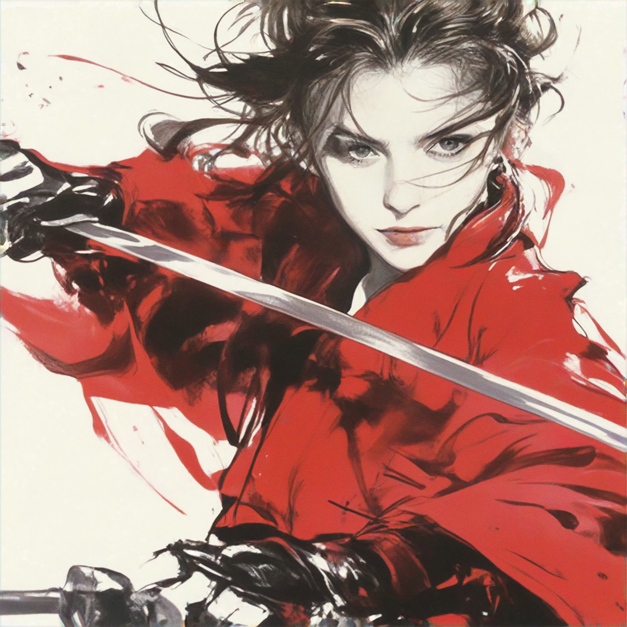 Ink red-clothed heroine image
