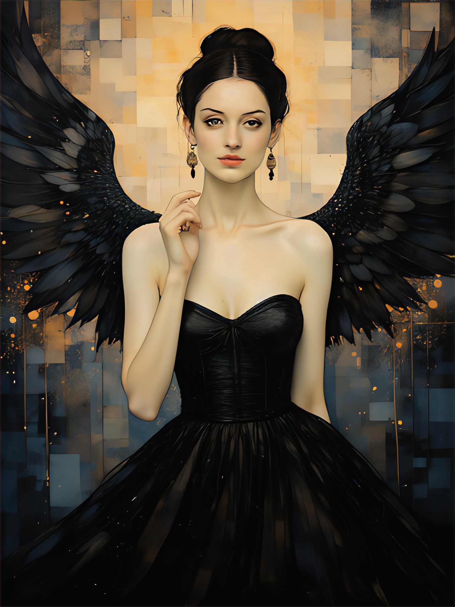 Oil painting of black swan image