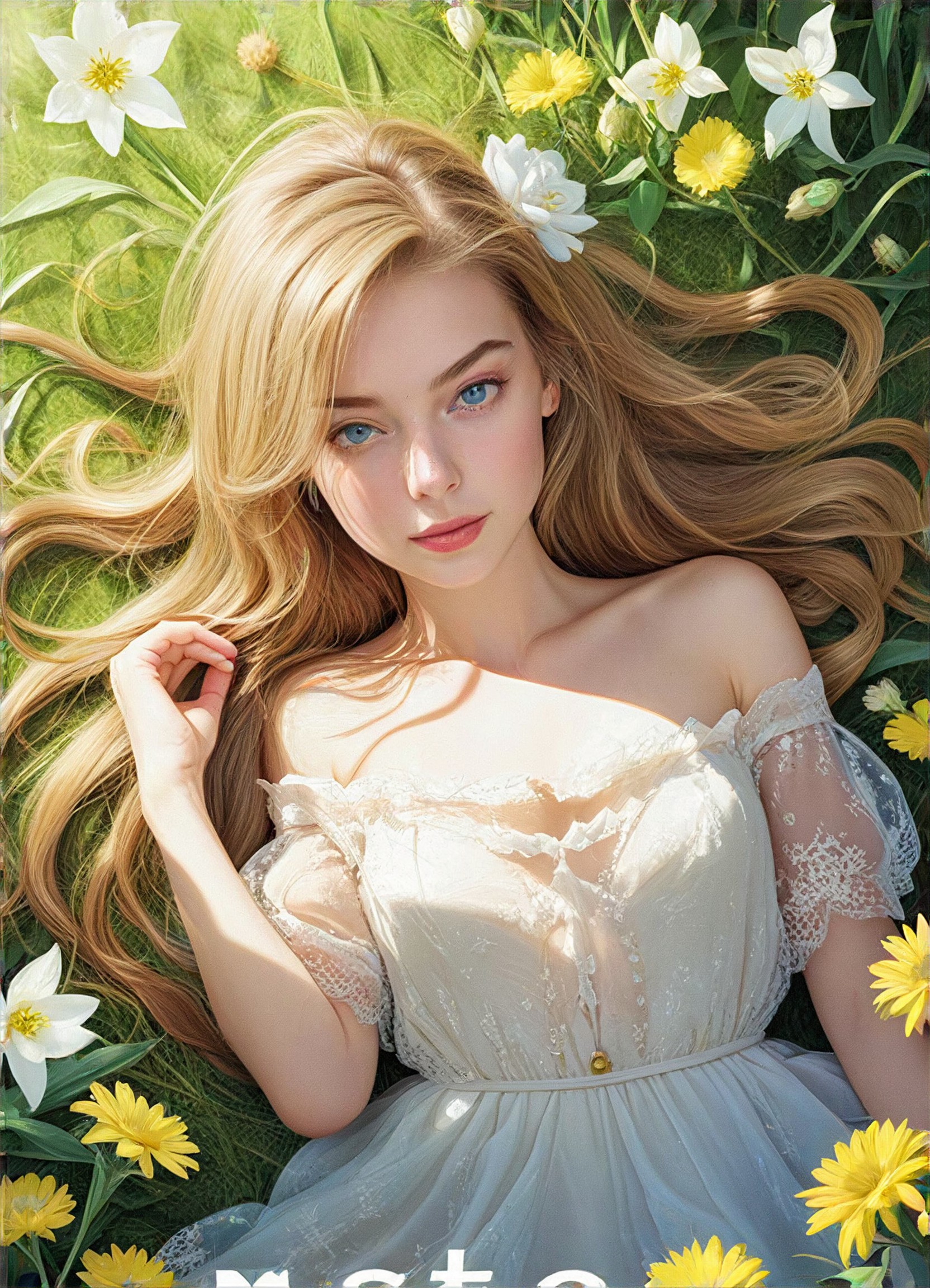 The girl among the flowers image