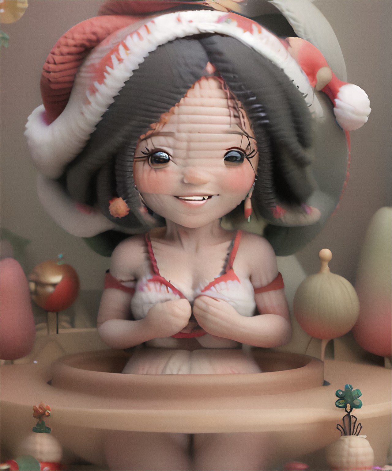Christmas hat yarn doll image