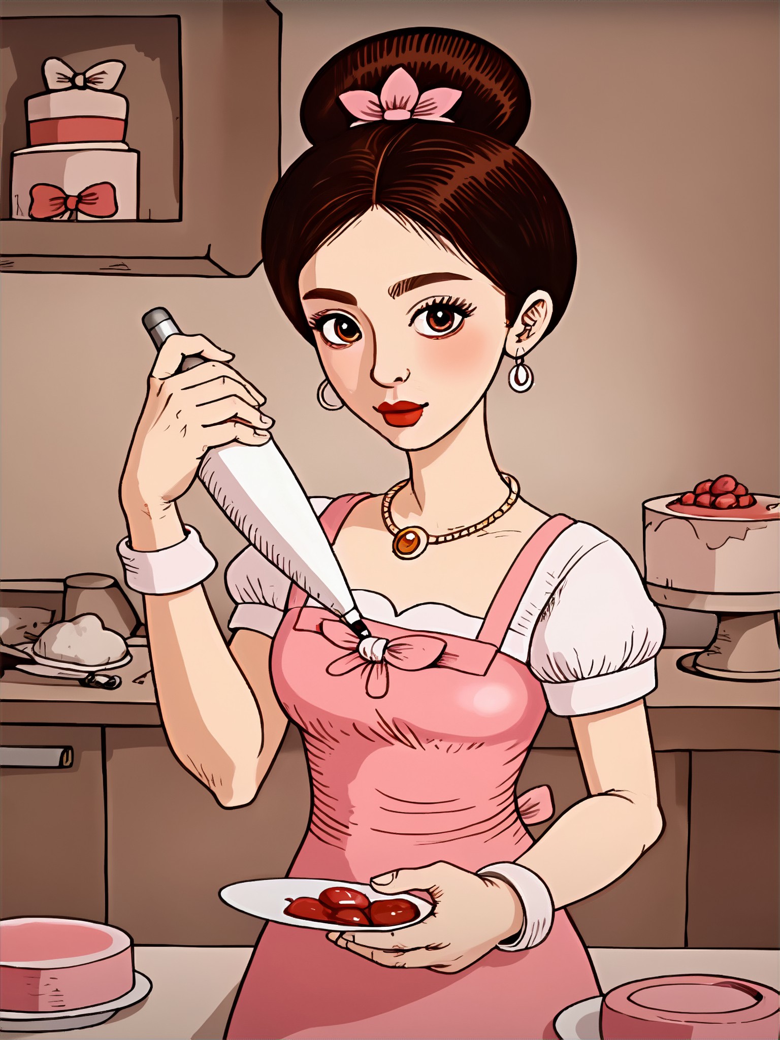 Pink toned cake girl image