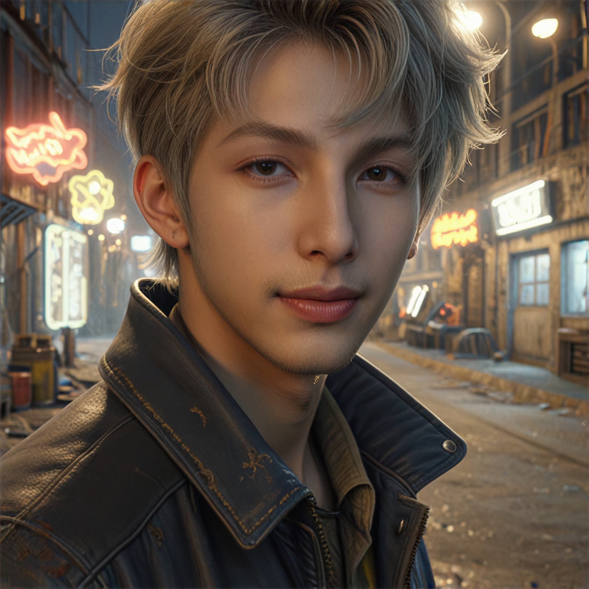 Light Leather Coat Boy image