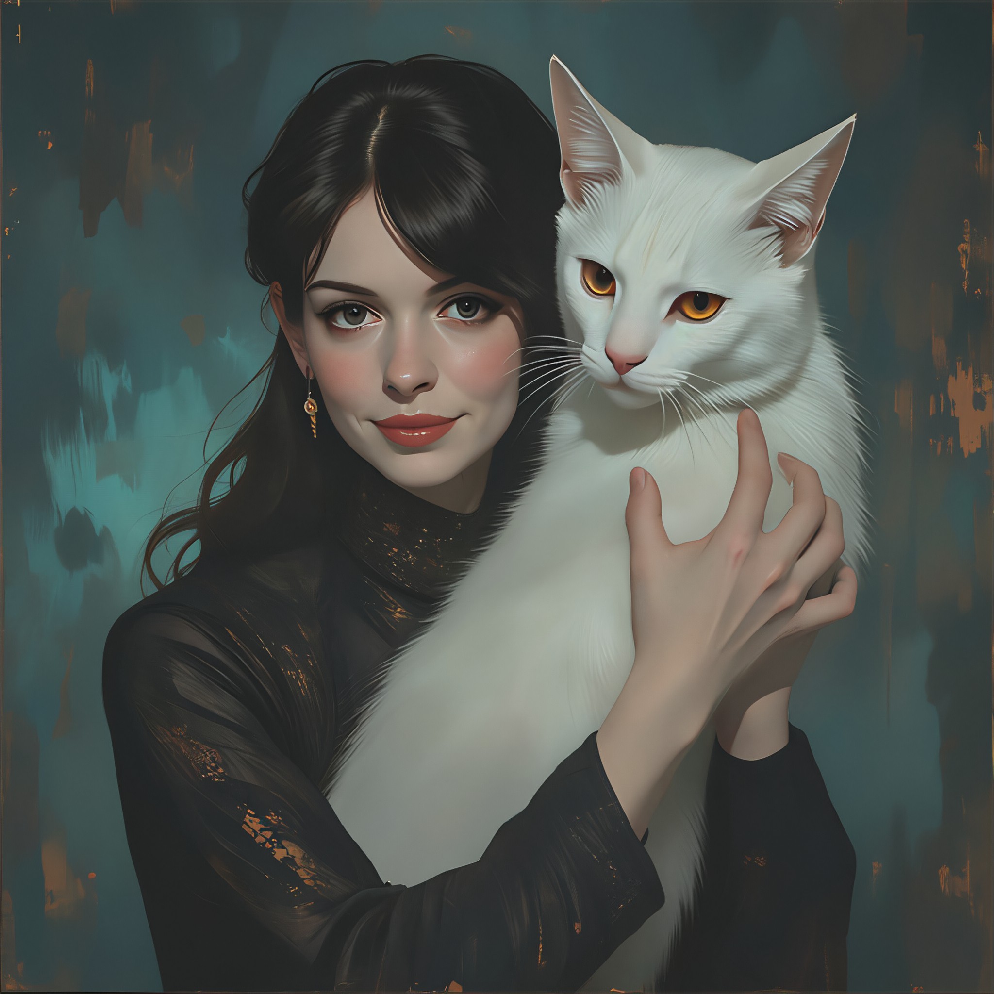 Dark Cat hugging Girl image