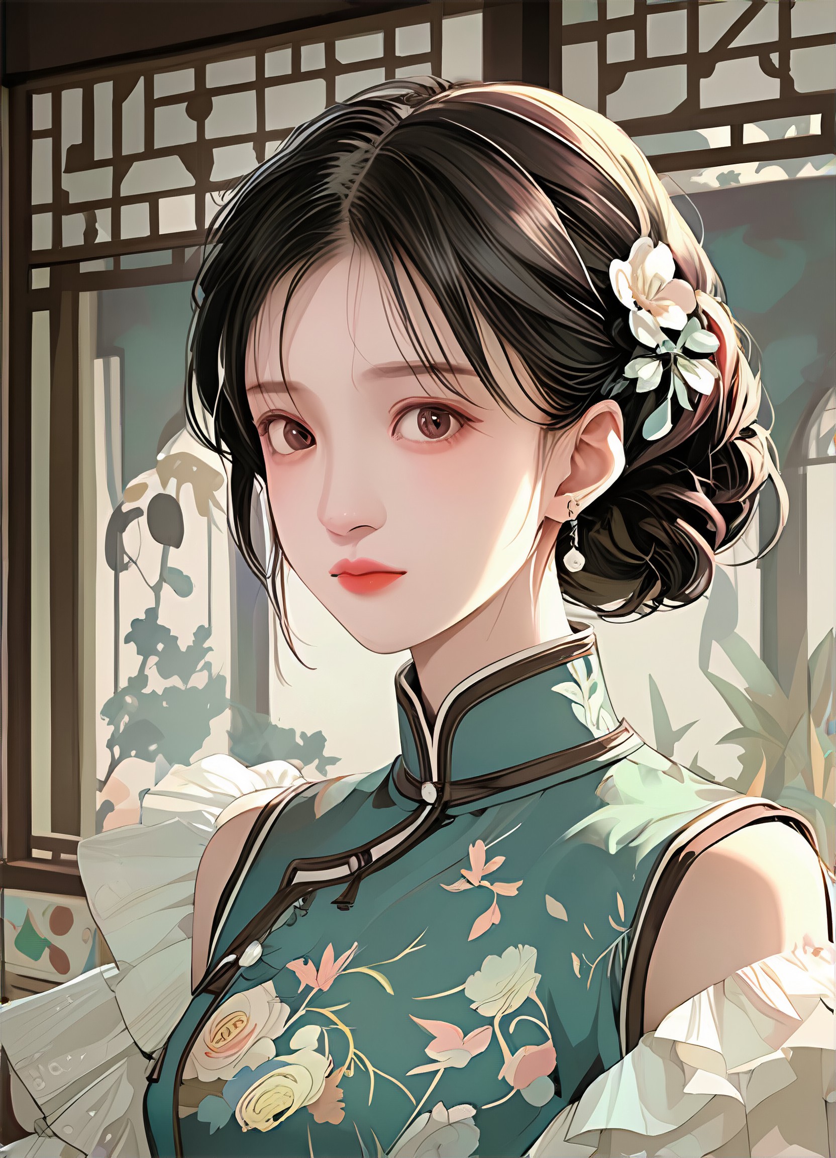 a1.art-generated Turquoise Qipao image