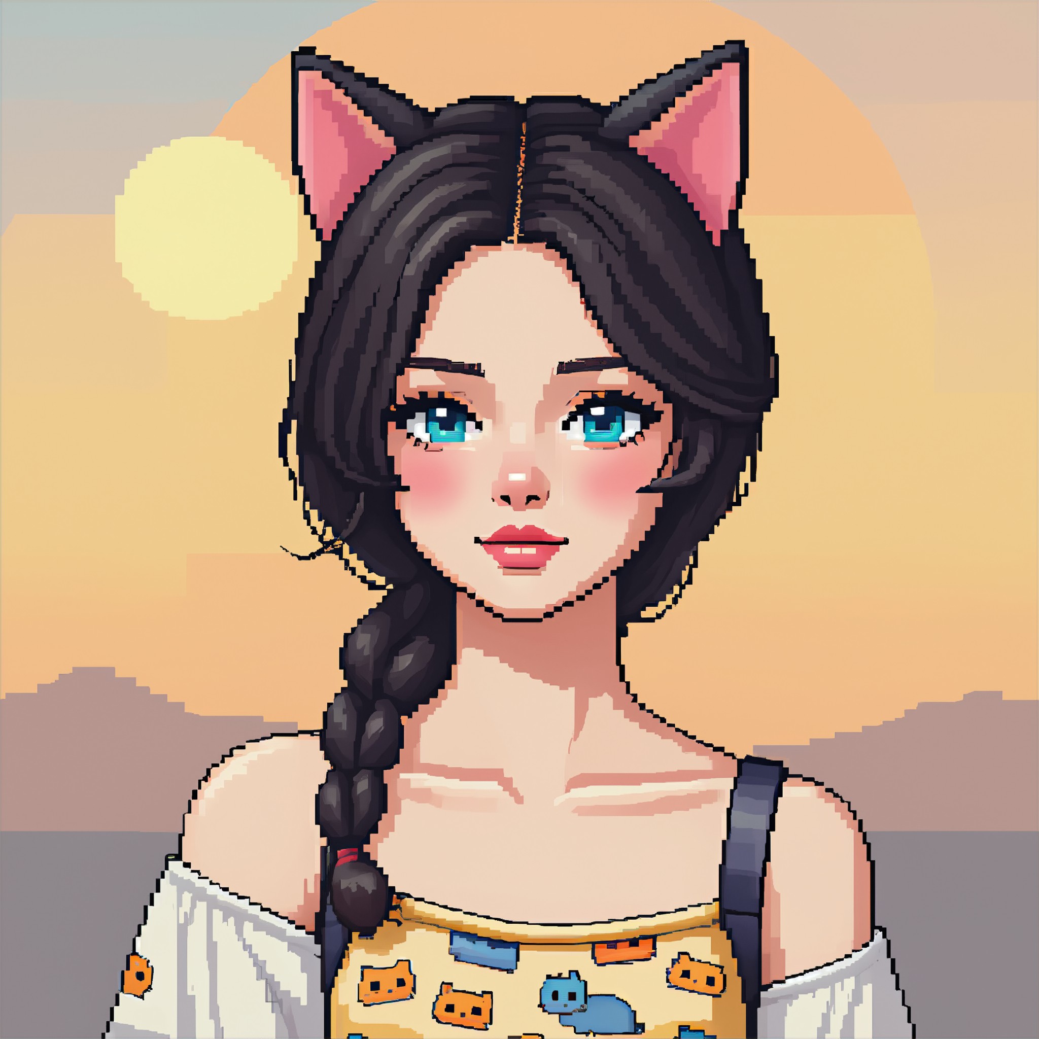Cute pixel style cat avatar image