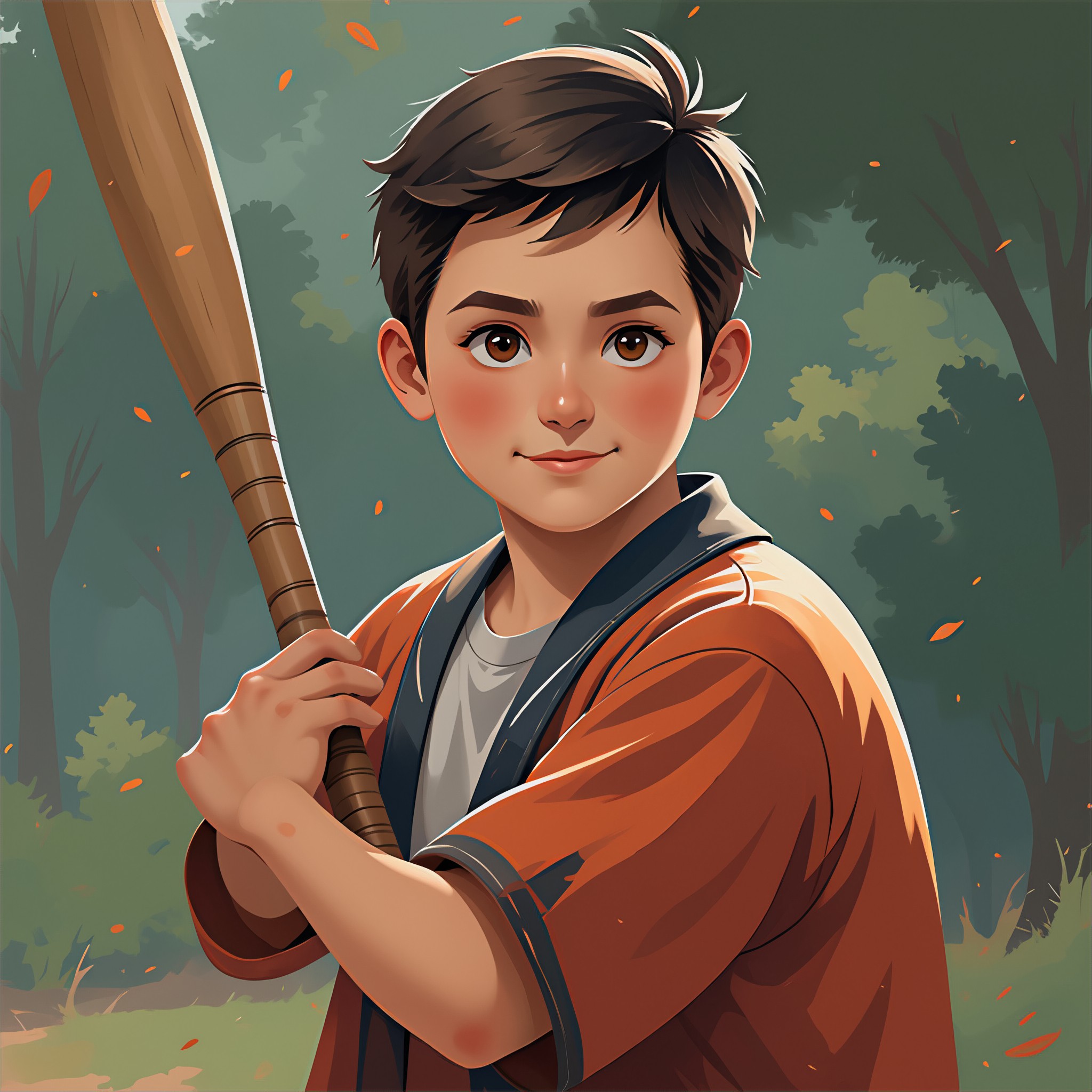 Boy holding a baseball bat image