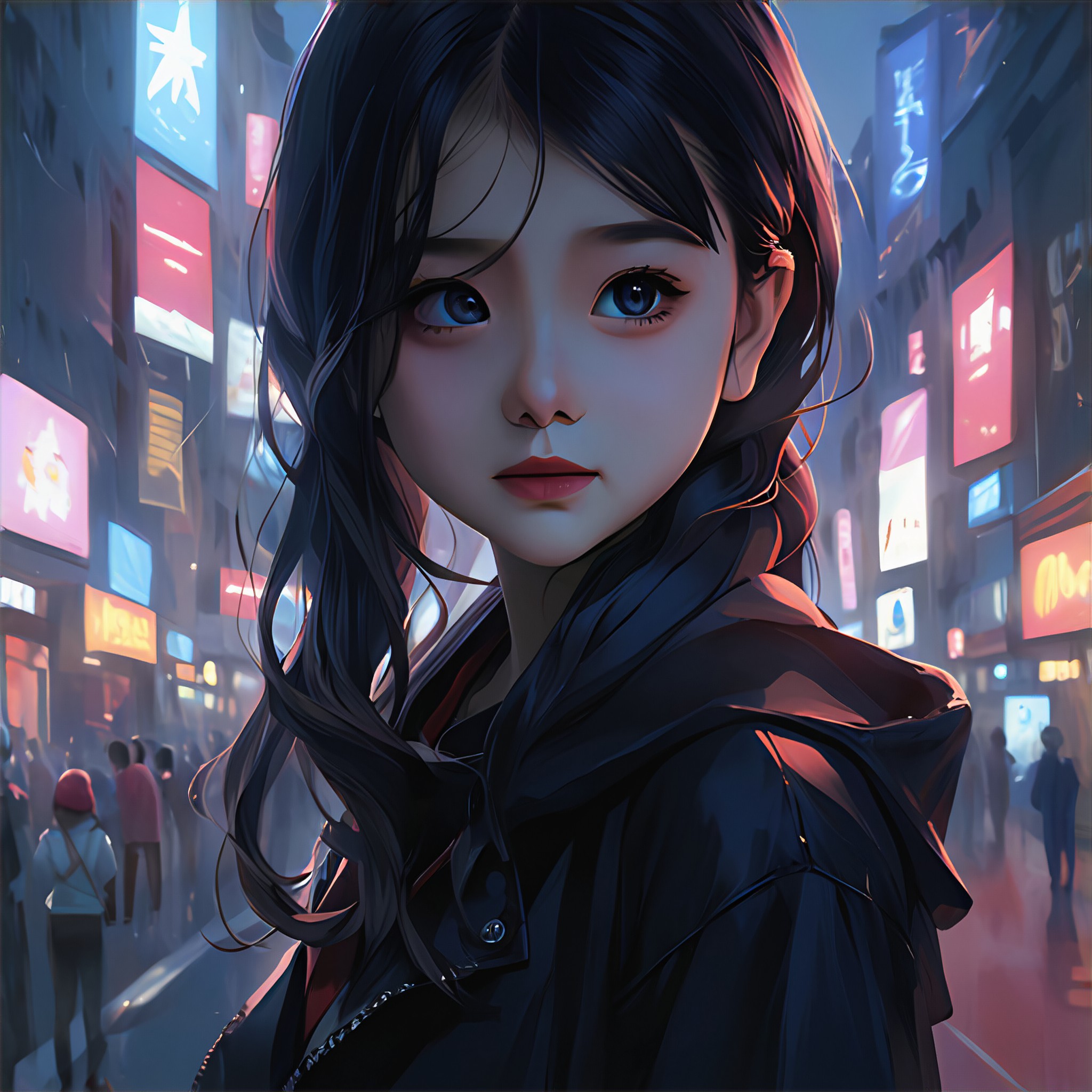 The girl standing at the corner of the street corner image