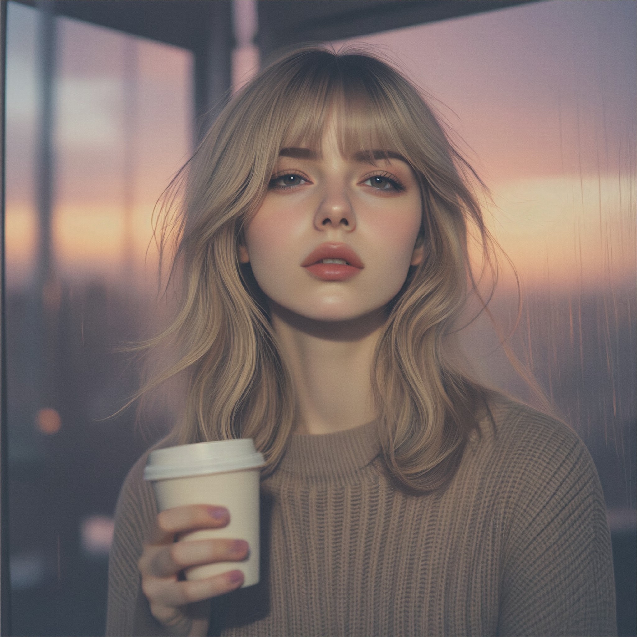 Sunset, coffee, phone booth image