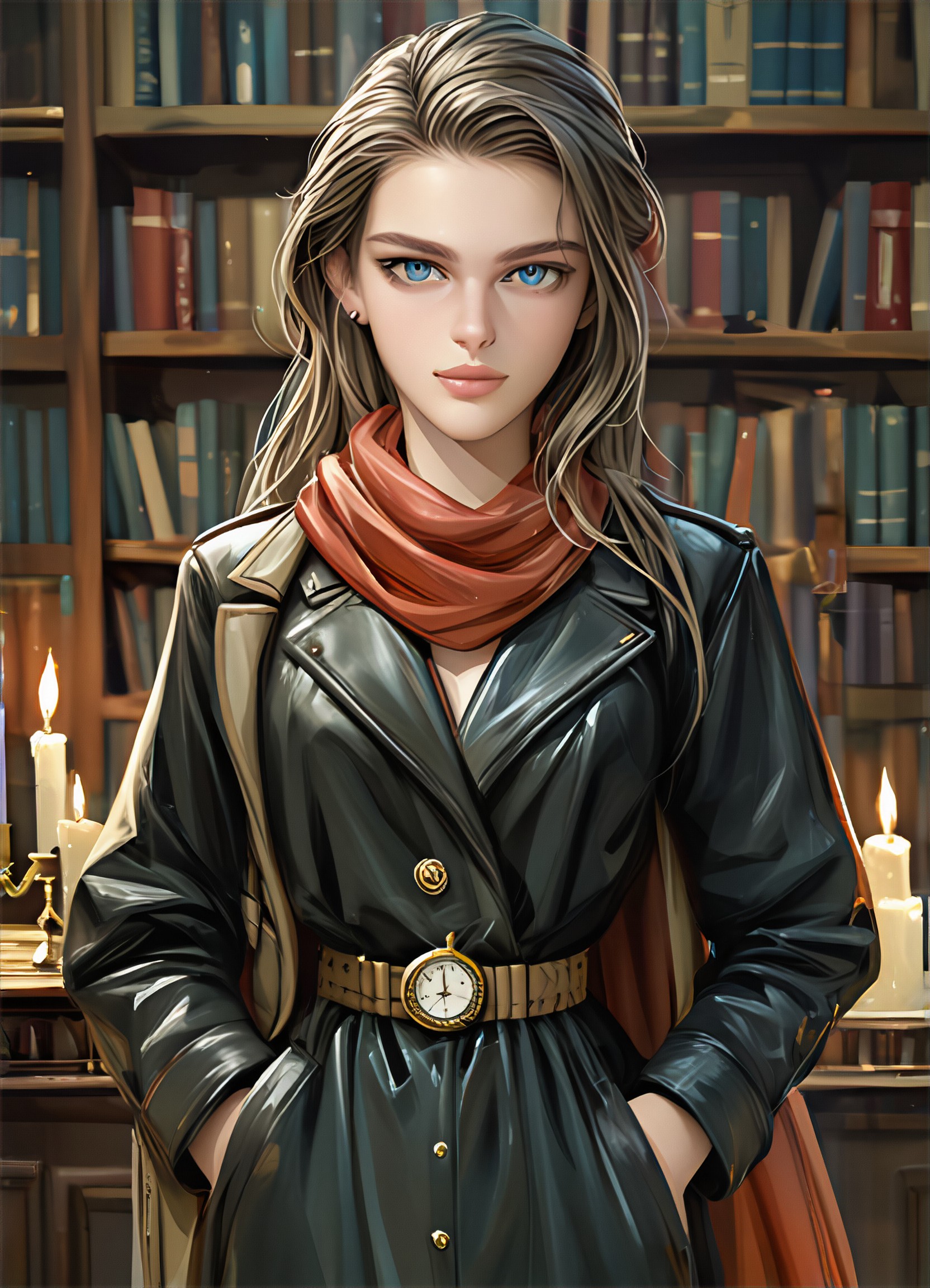 Time traveler in the depths of the bookstore image