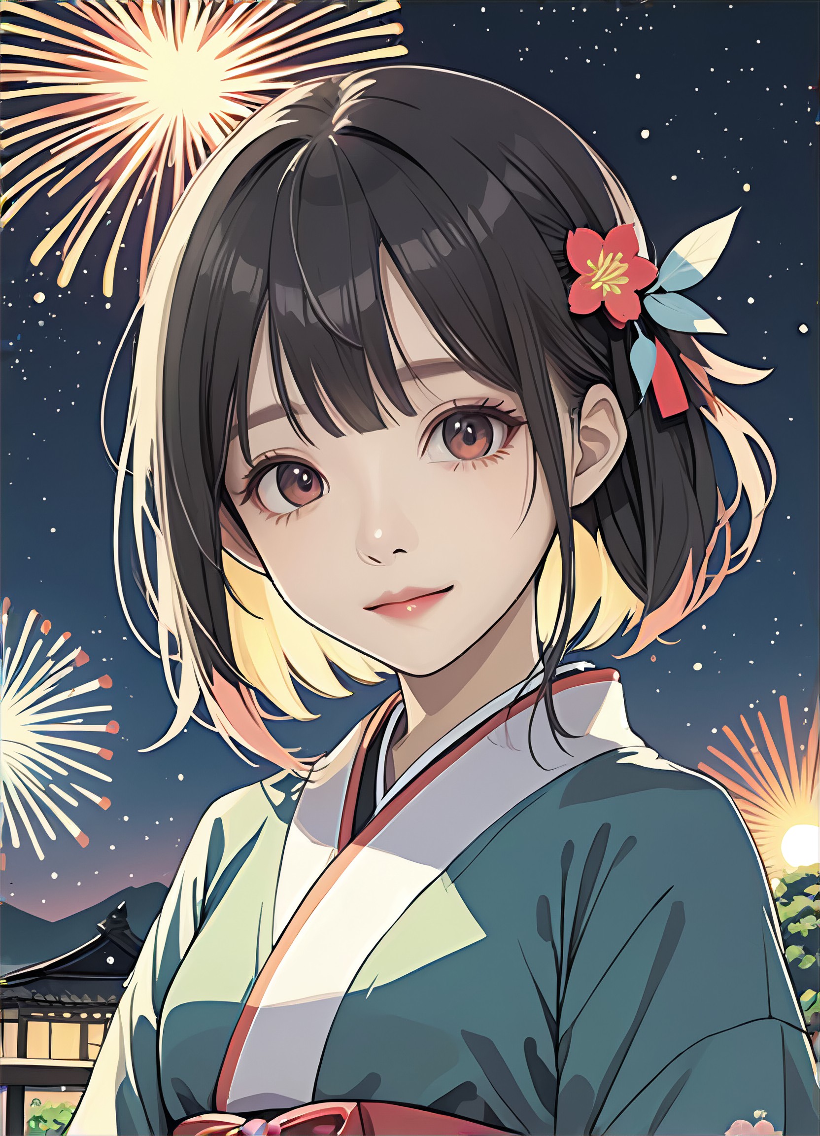 Night Fireworks Festival Girl image