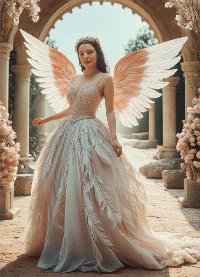 Flat Drawing, Serene, Pink style, Classical fantasy, Fantasy World, Interwoven Illustrations