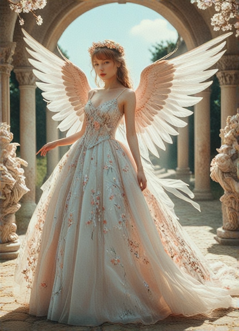 Flat Drawing, Serene, Pink style, Classical fantasy, Fantasy World, Interwoven Illustrations