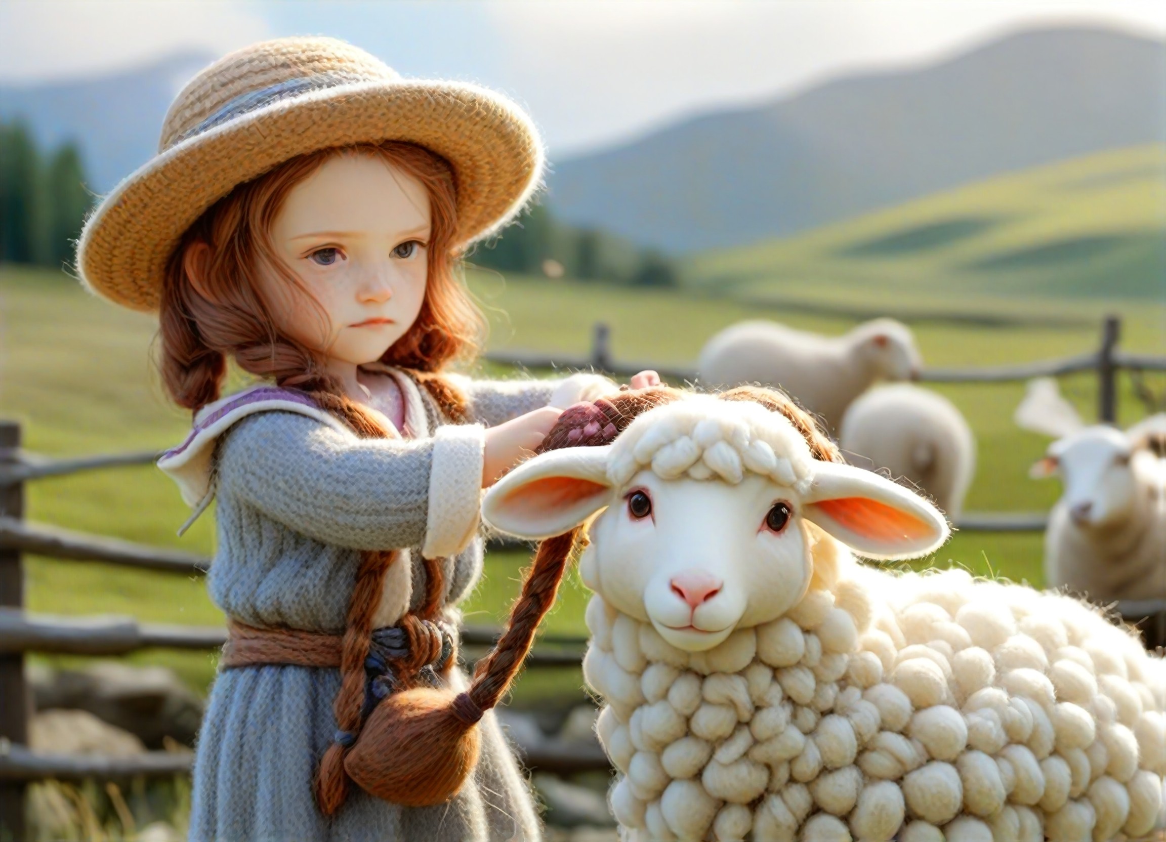 Shepherding sheep in the warm sun image