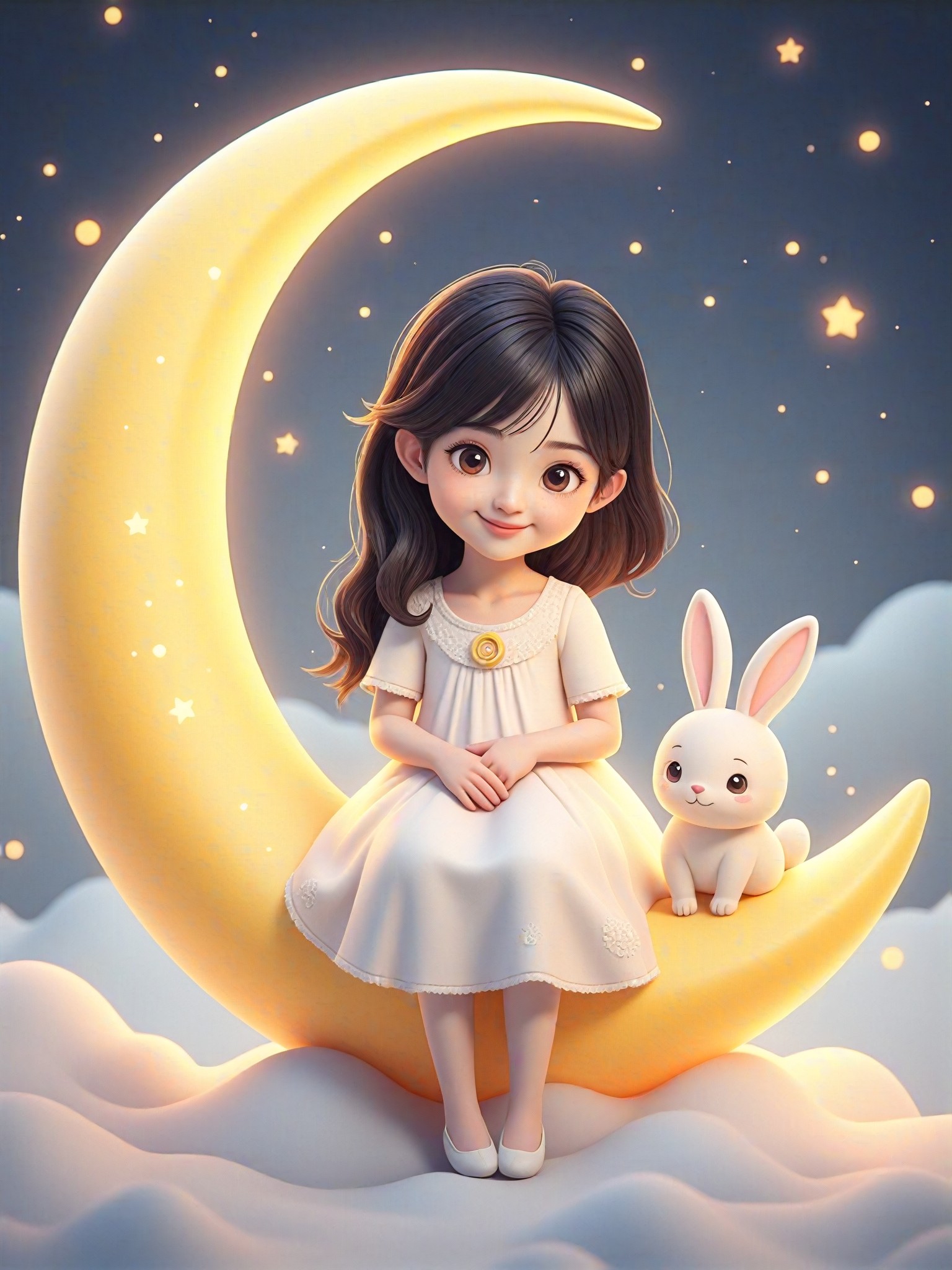 Sitting on the moon with a rabbit image