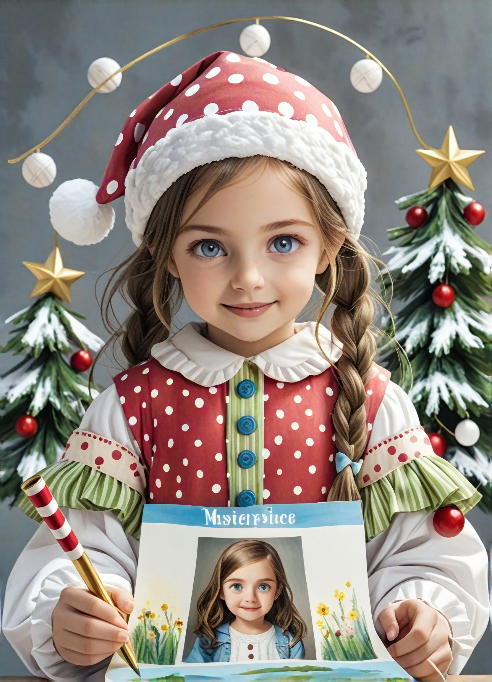 The little girl celebrating Christmas image