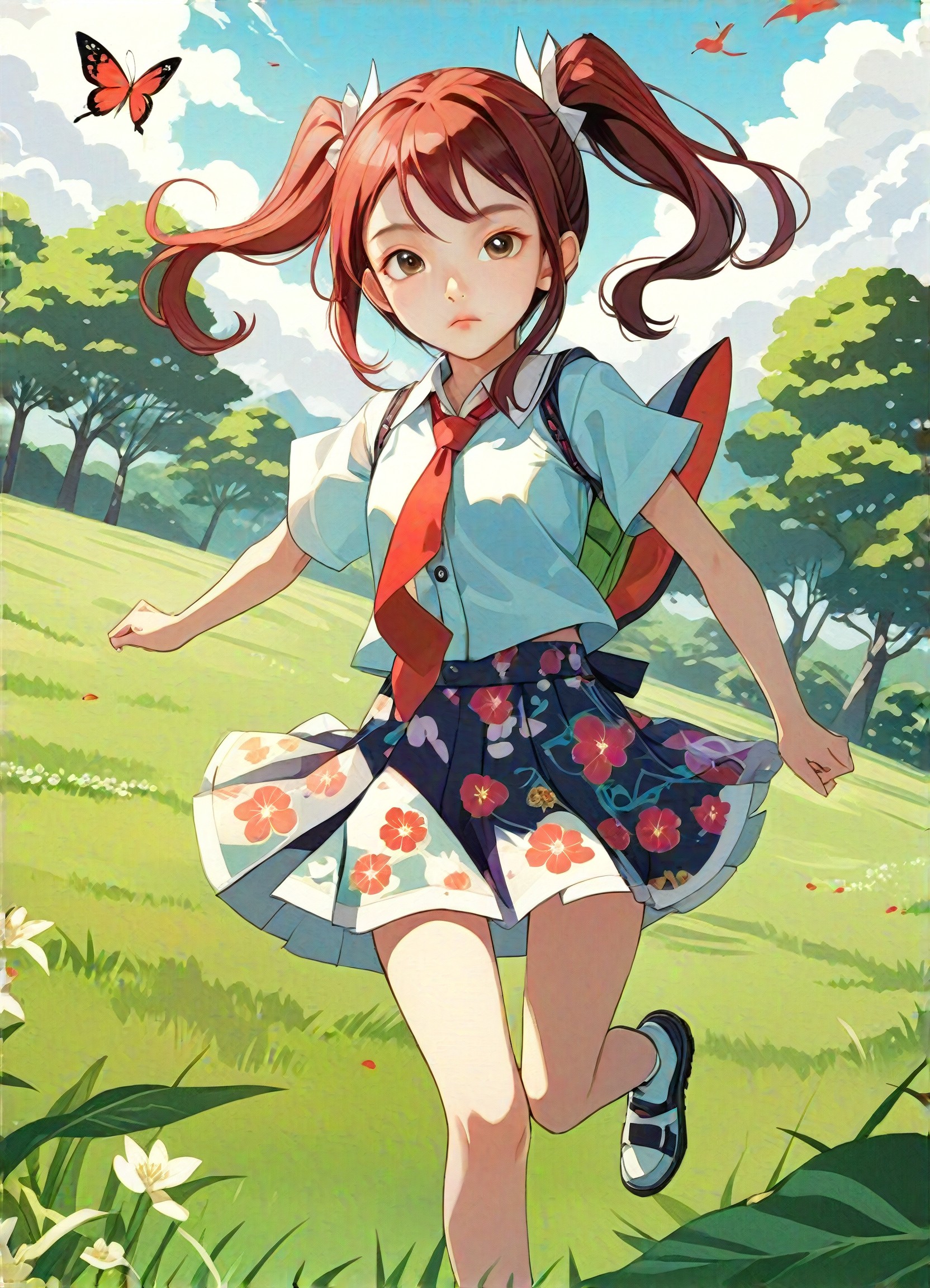 Cartoon Girl Spring Outing Photo image