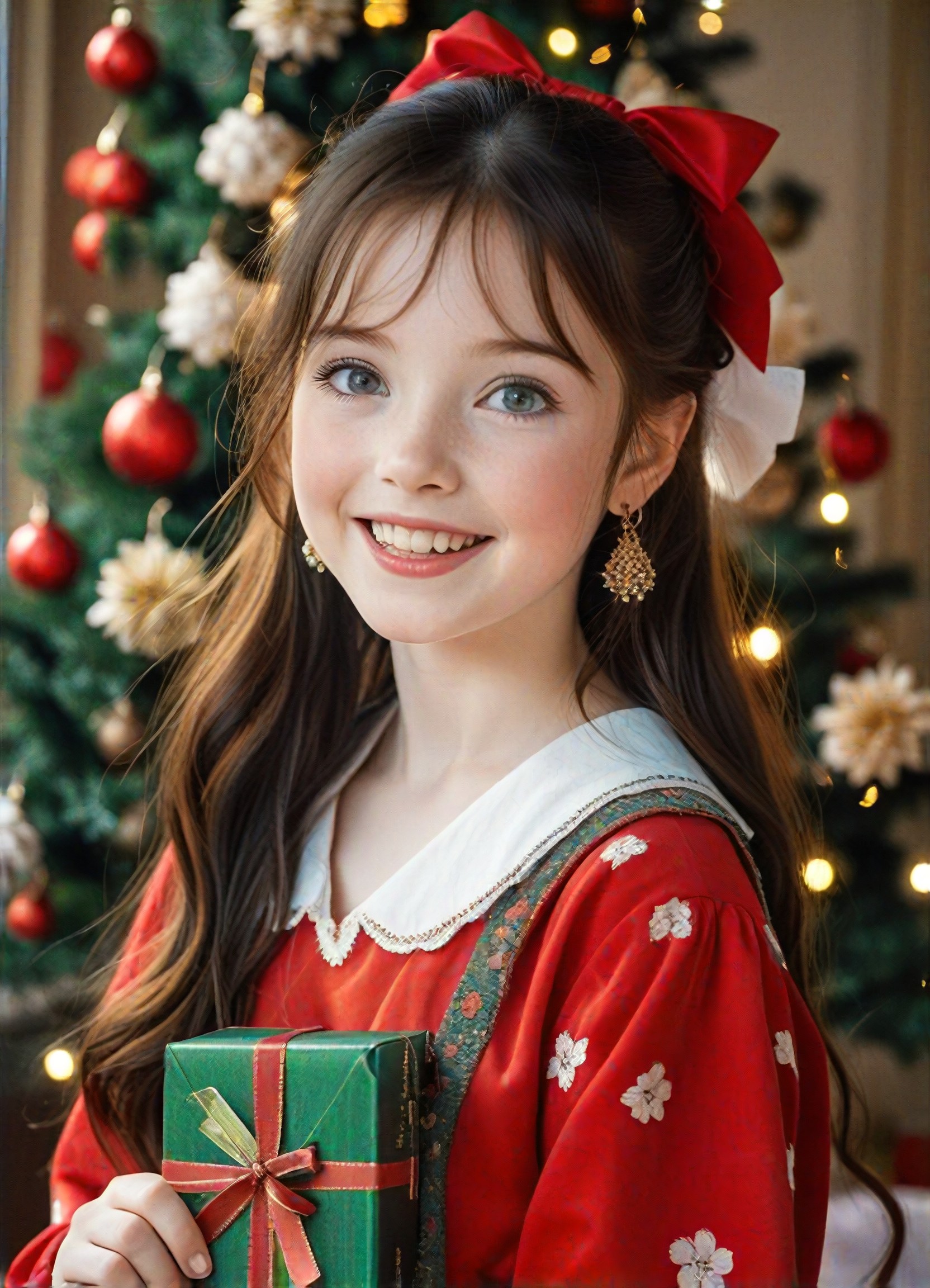 The girl who received a gift on Christmas image