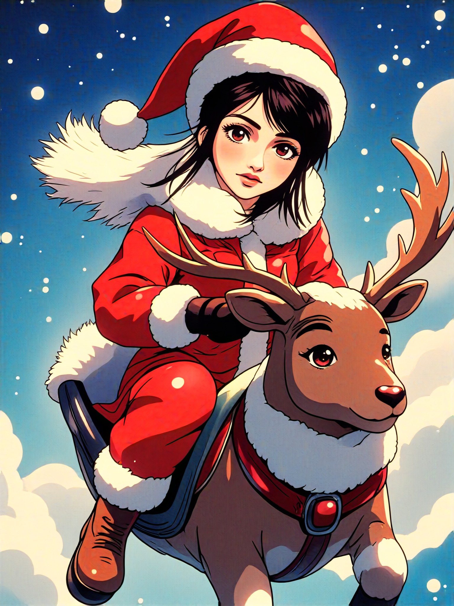 Christmas reindeer flying image