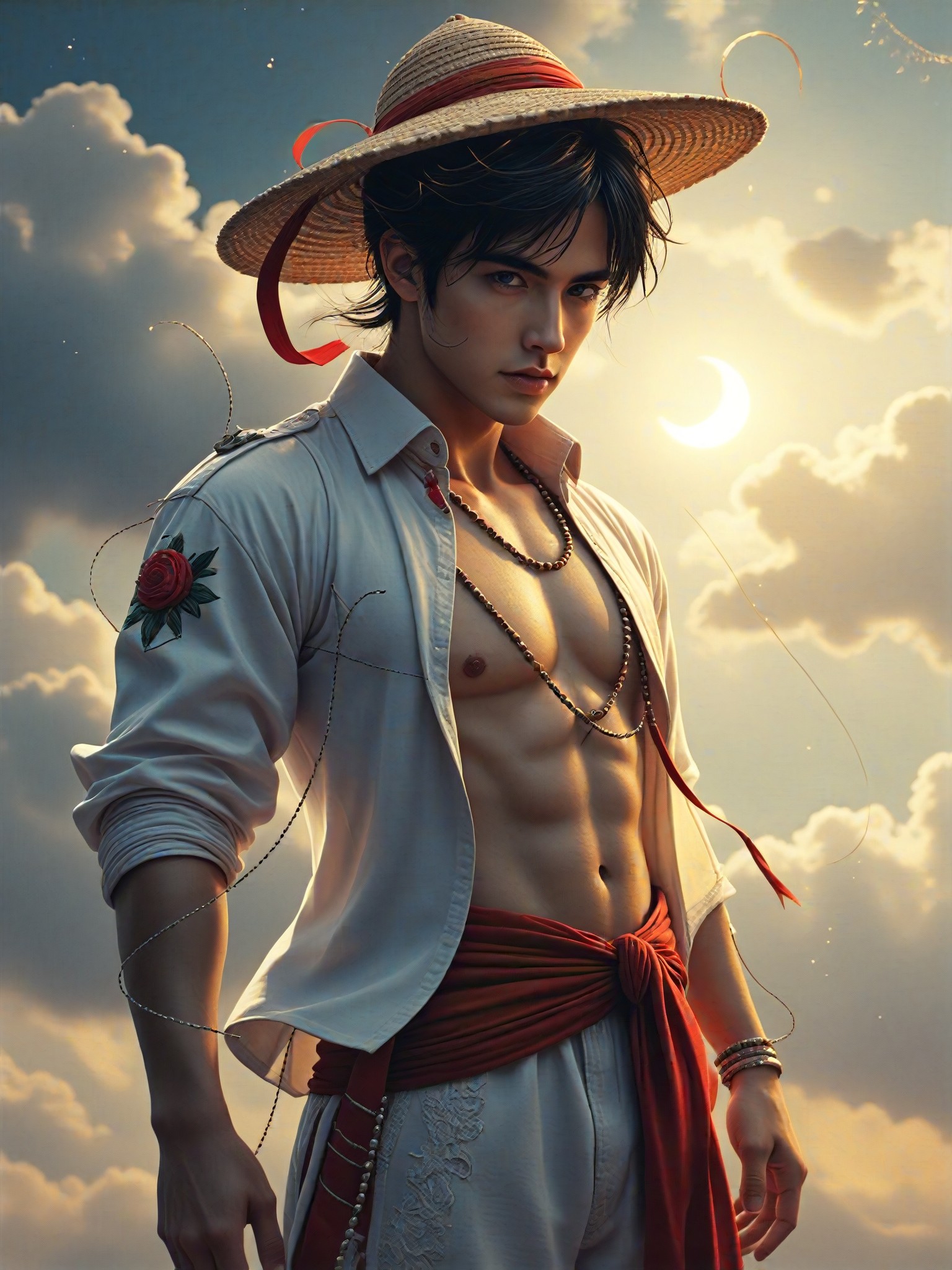 [Master_Sovie Portrait Art] 🌊  Transform into the Summer Wave of the Sailor King Soul in the White Cloak Luffy Edition 🏴‍☠️ image