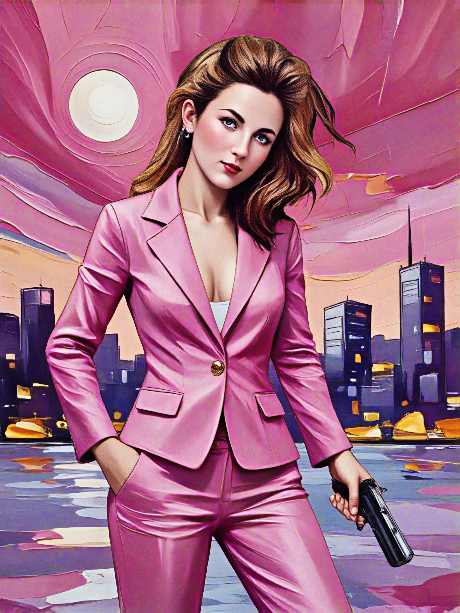 Pink Bodyguard Oil Painting Photo image