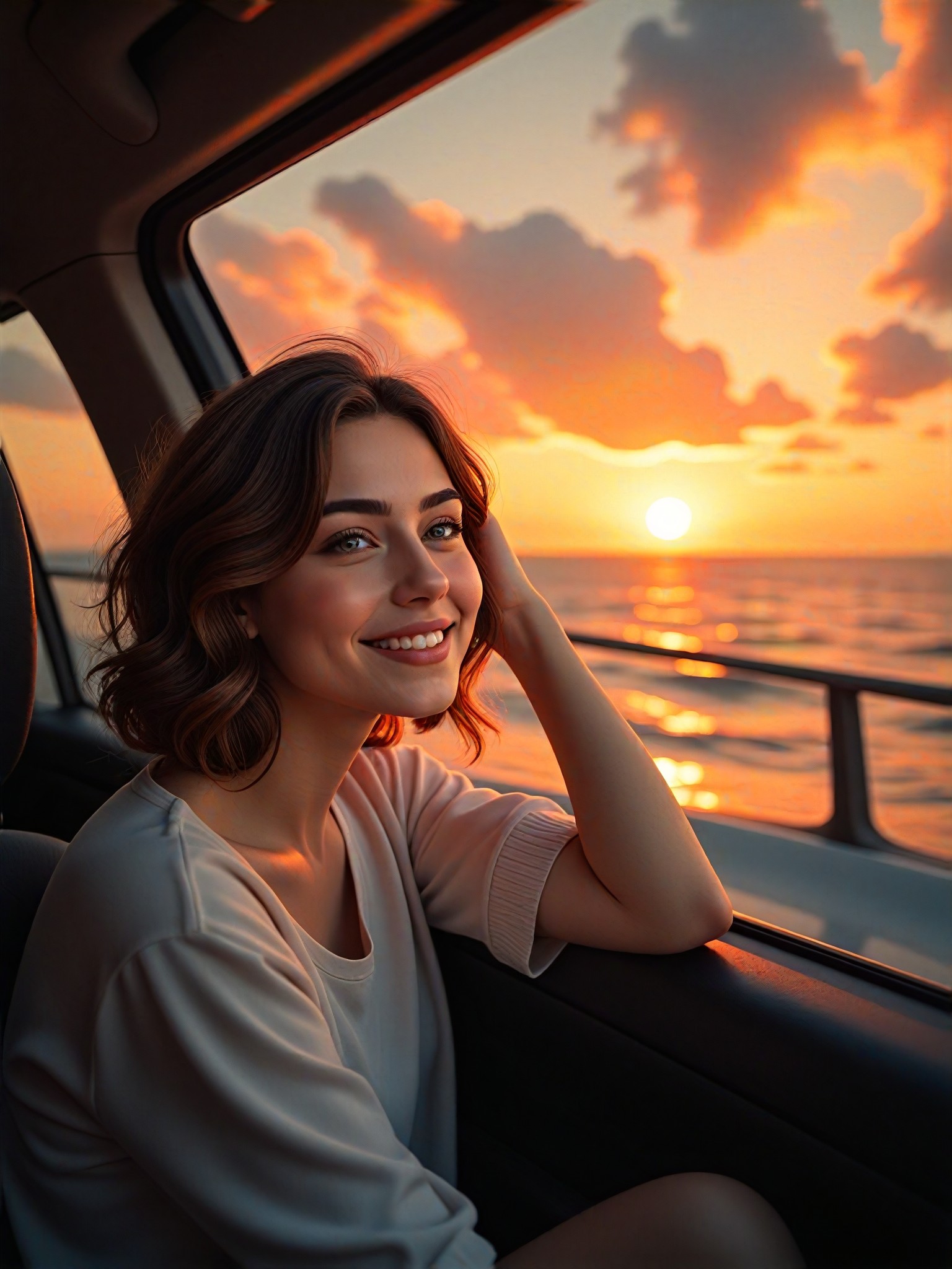 Sit in the car and enjoy the beautiful seaside scenery image
