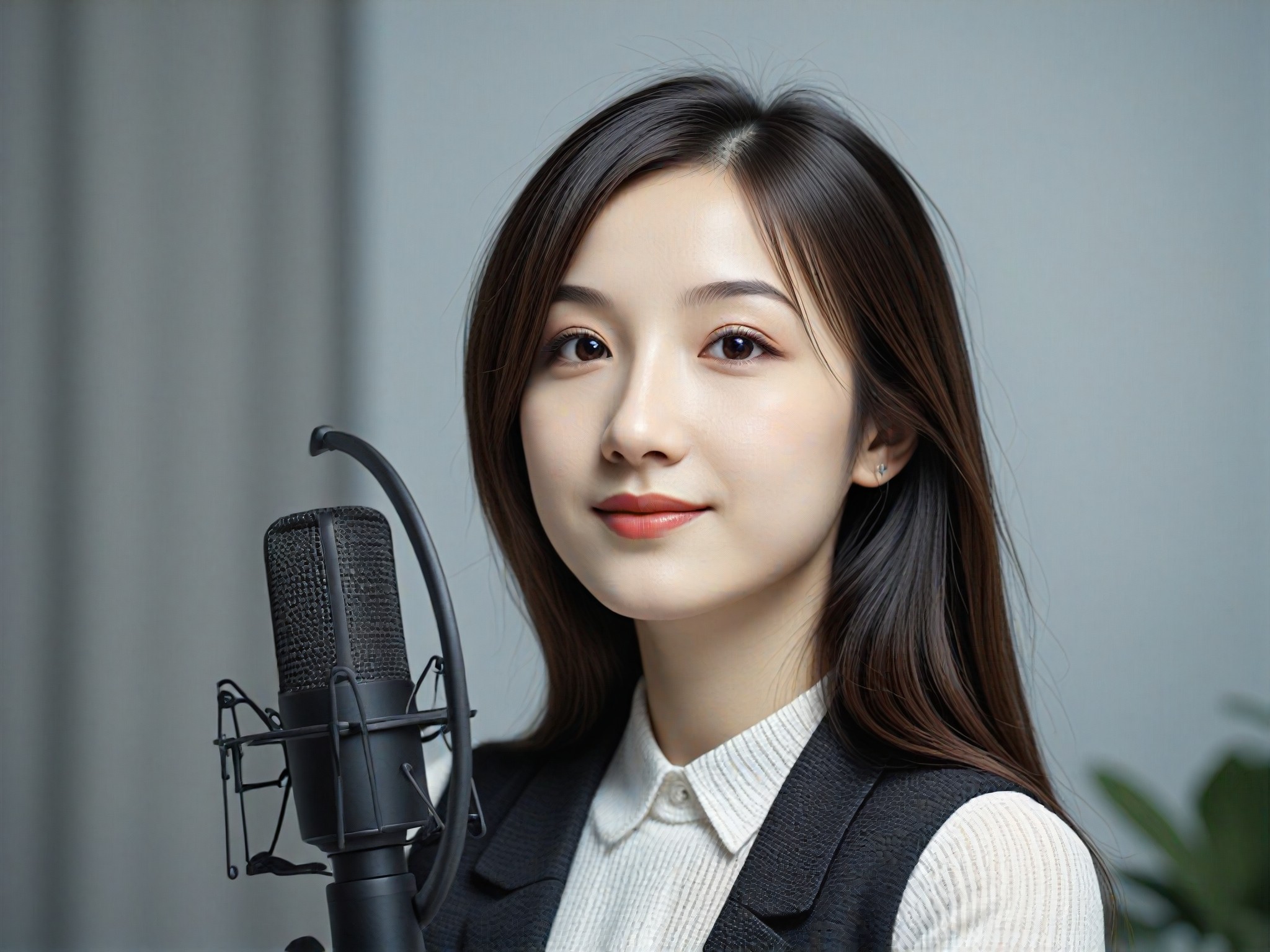 [Master_Movie Portrait] in a podcast recording with mic image