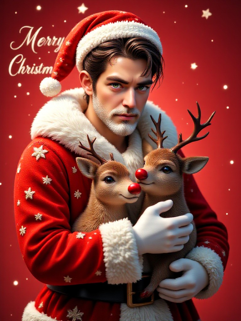 [Dynamic Video] Santa Claus (Granny) and cute reindeer, using full hugs to convey the most sincere blessings! ✨ image