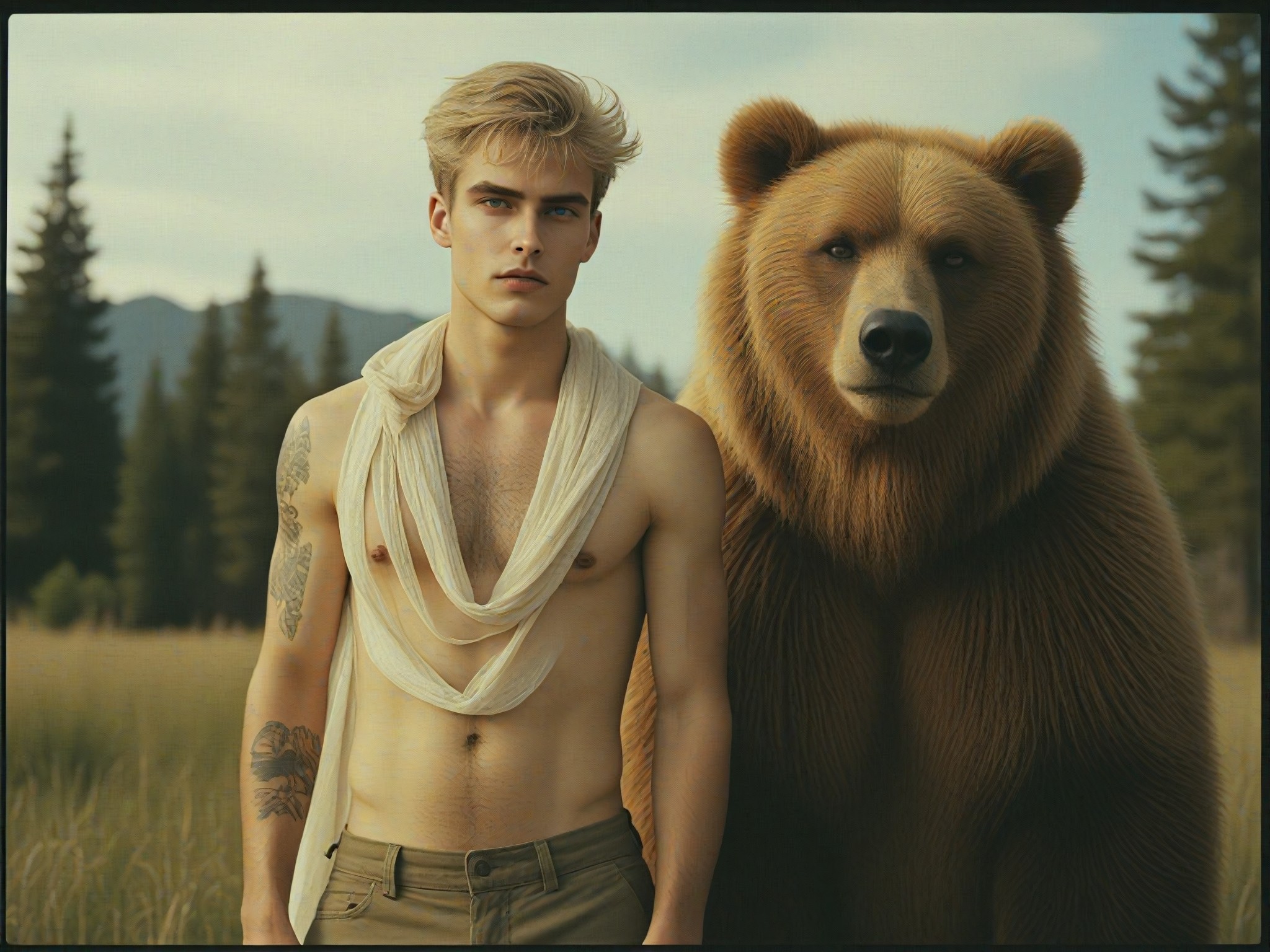 Man and Brown Bear image