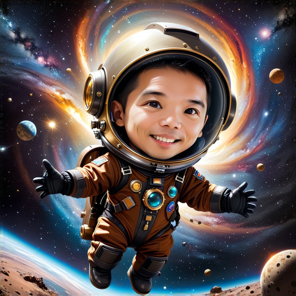 Cute Colors steampunk Astronaut Video with Various Background image