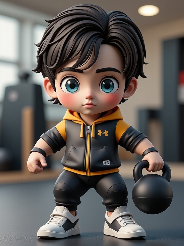 Holding a tin kettle bell image