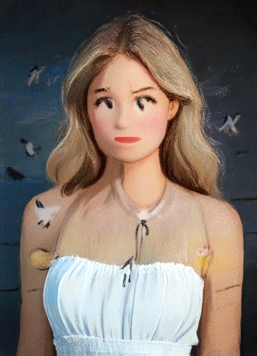 Bean Eye Crayon Drawing image